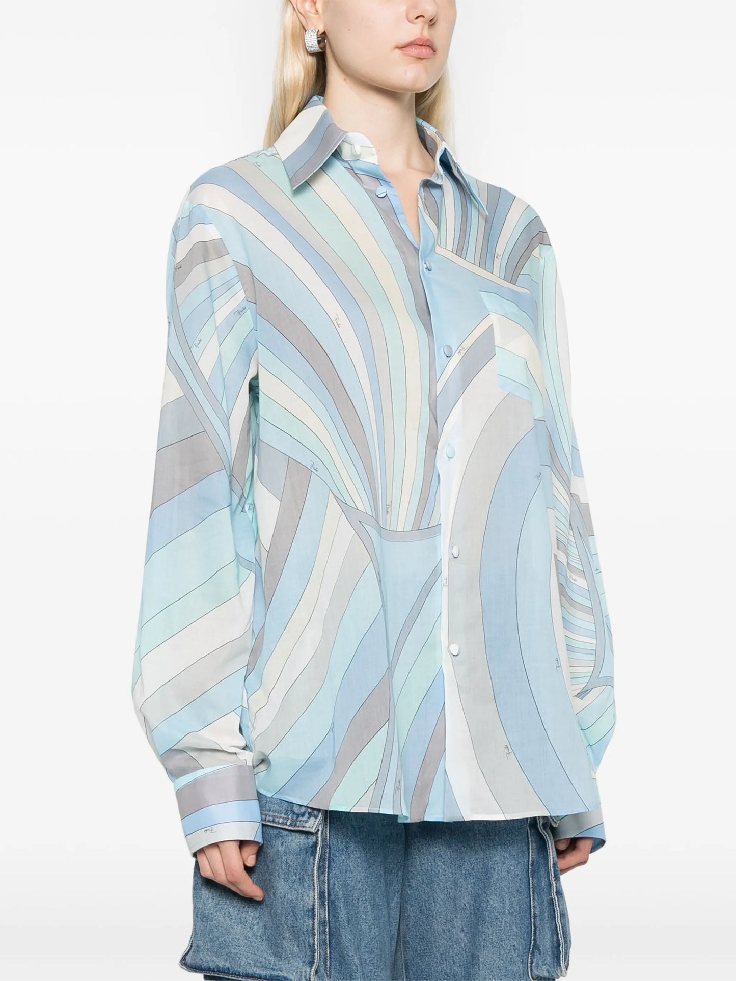 Iride-print cotton shirt