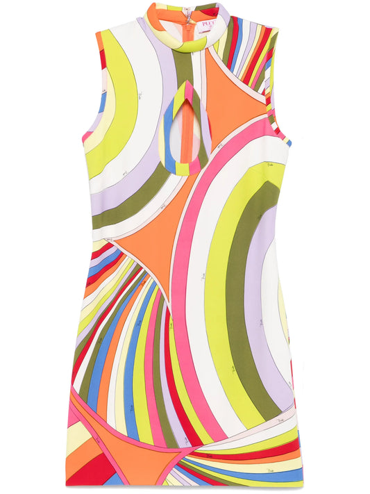 Iride-print mini dress