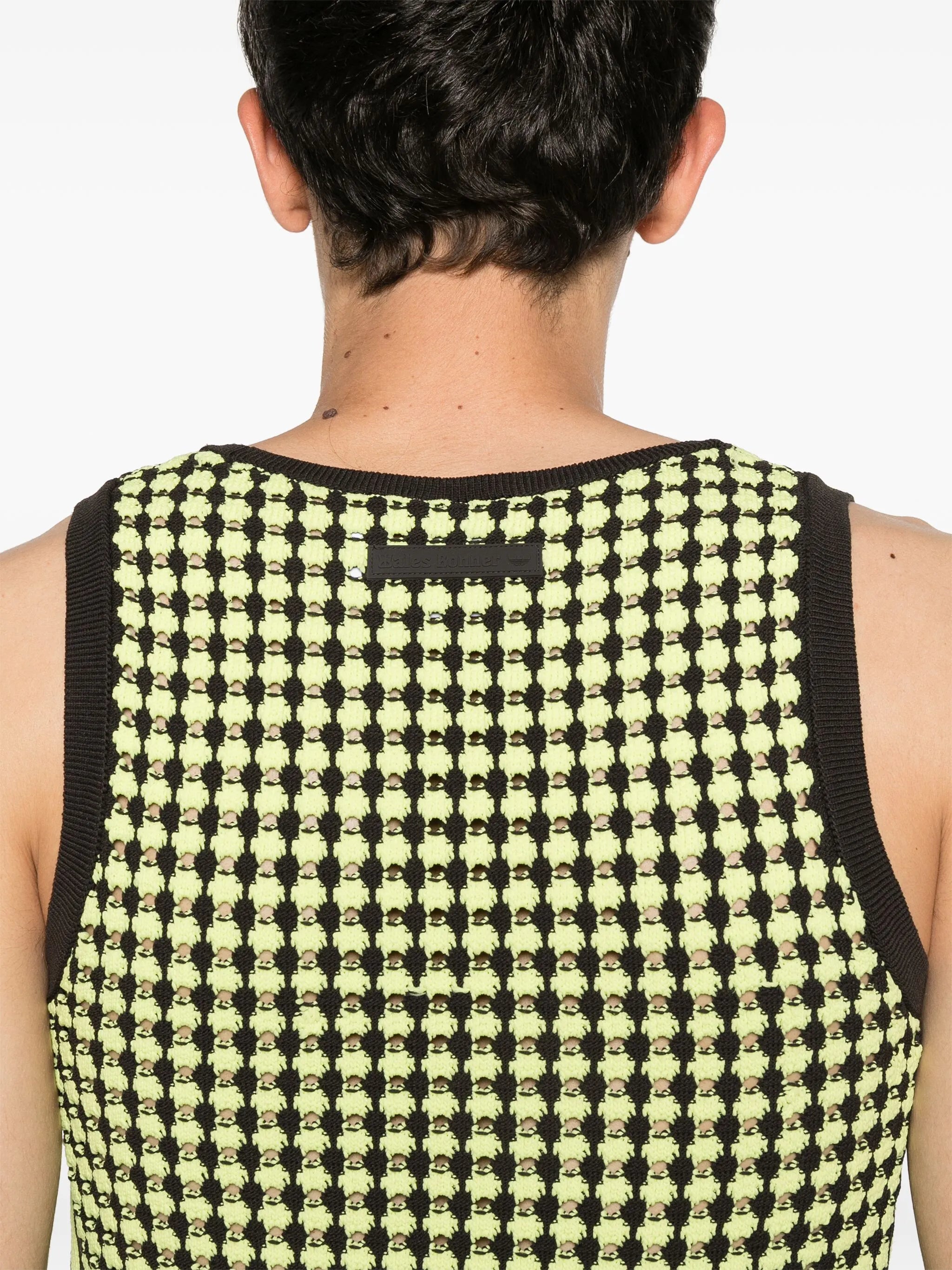 X Wales Bonner houndstooth crochet-knit vest