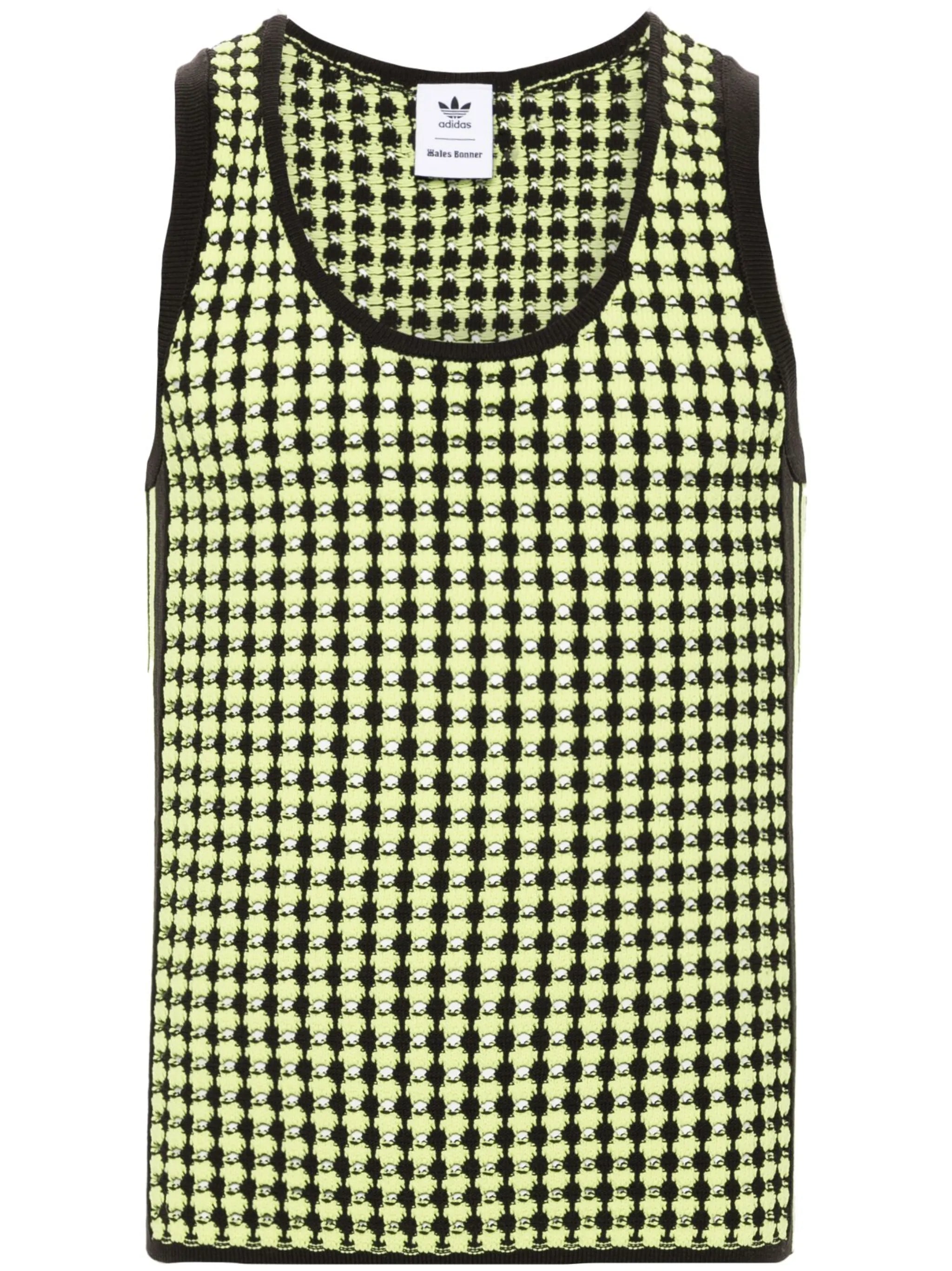 X Wales Bonner houndstooth crochet-knit vest
