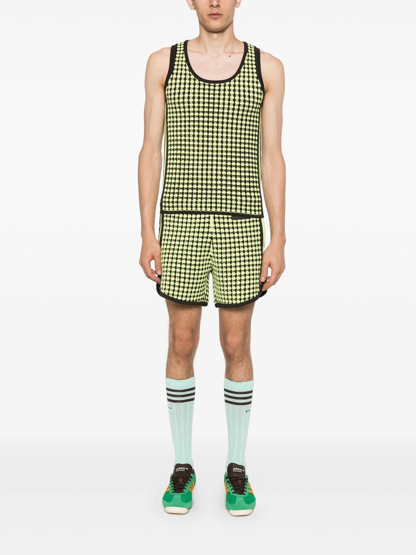 X Wales Bonner houndstooth crochet-knit vest