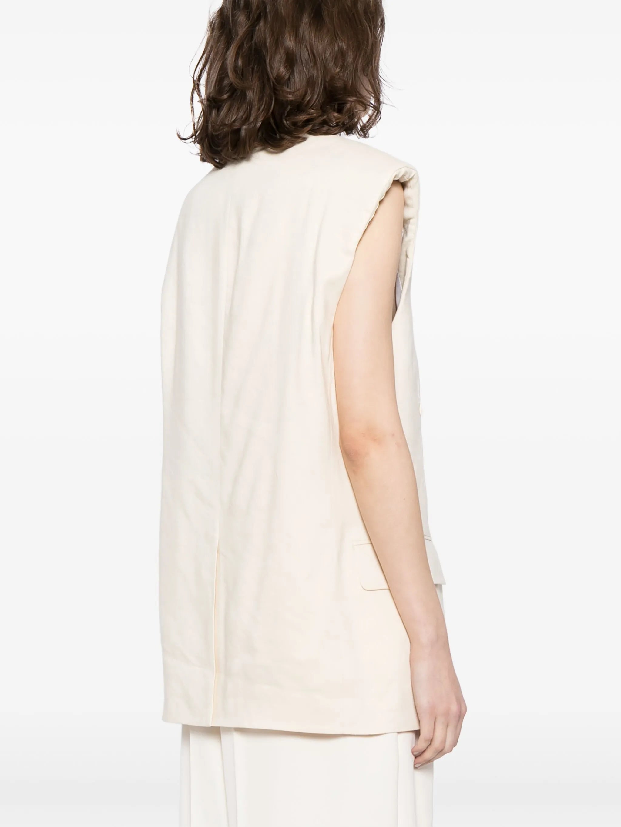 peak-lapel shoulder-pad waistcoat