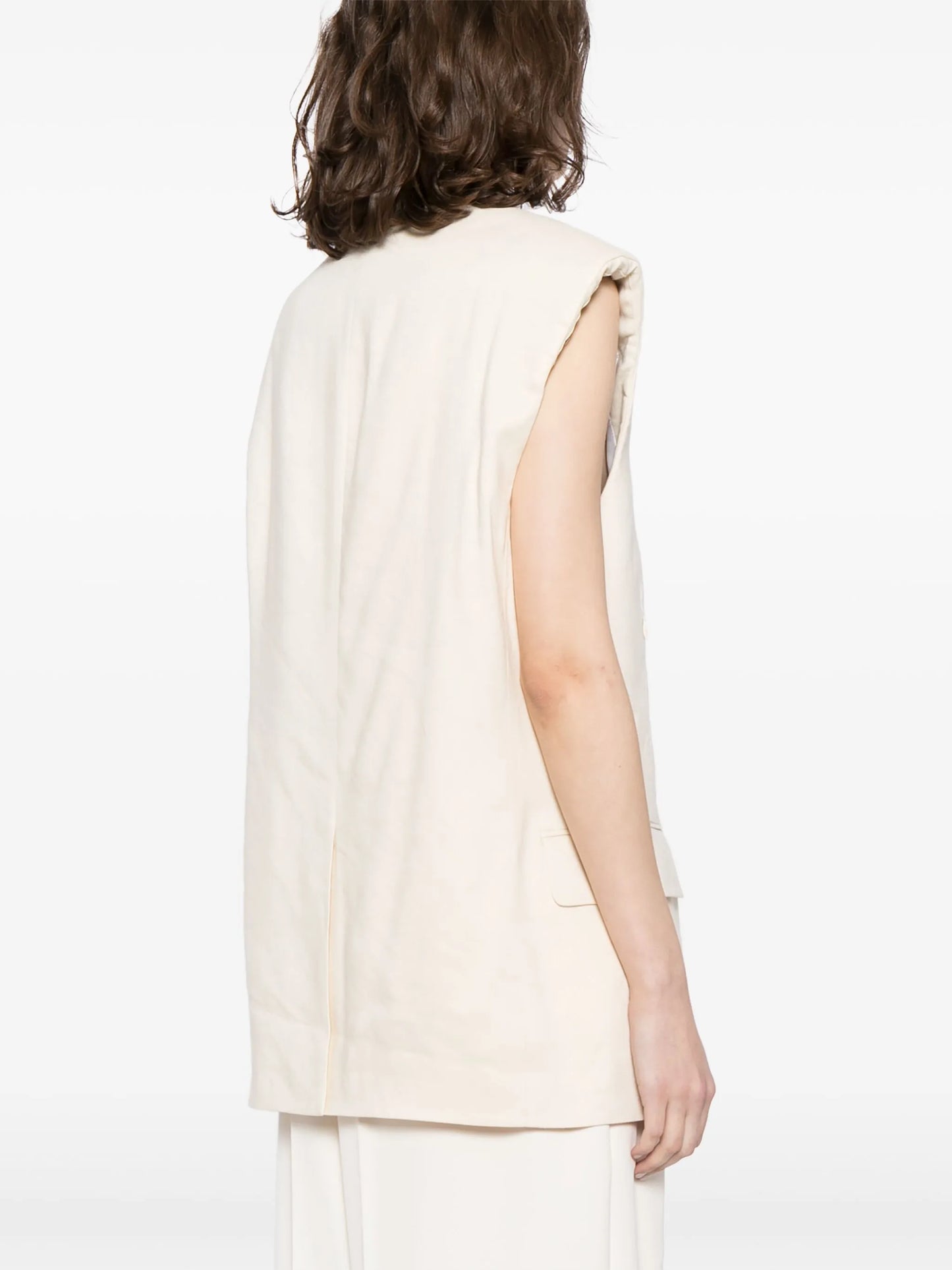 peak-lapel shoulder-pad waistcoat