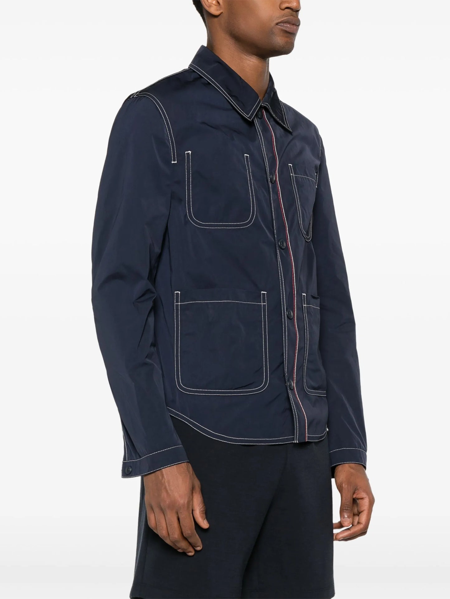 contrast-stitching shirt jacket