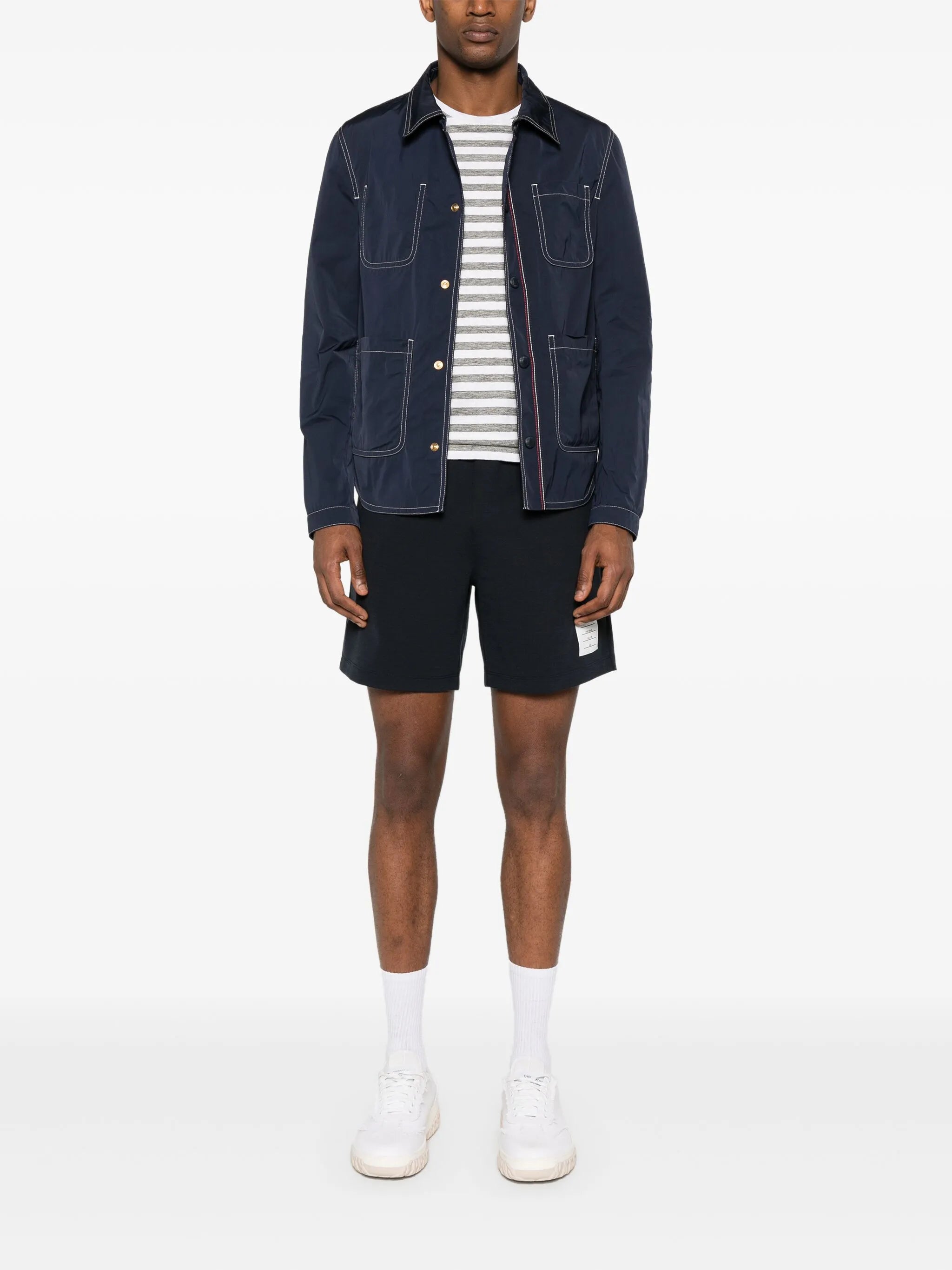 contrast-stitching shirt jacket