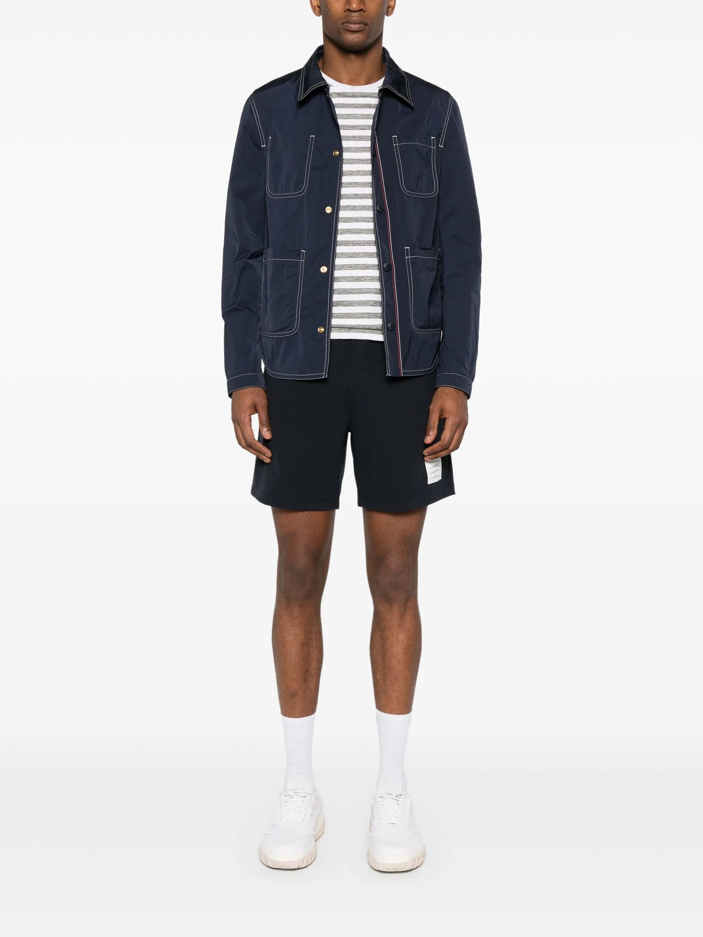 contrast-stitching shirt jacket