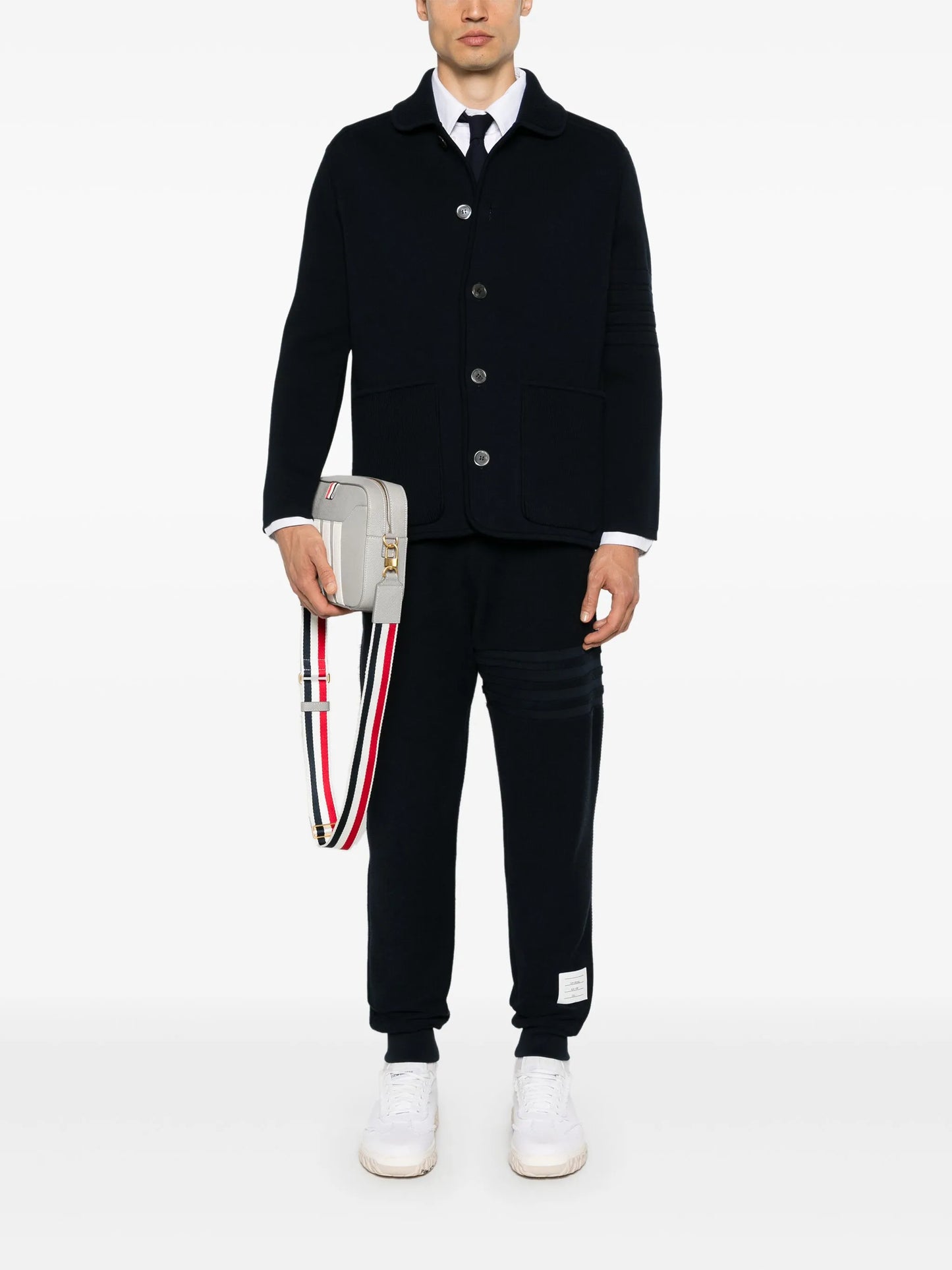 4-Bar stripe cotton track pants