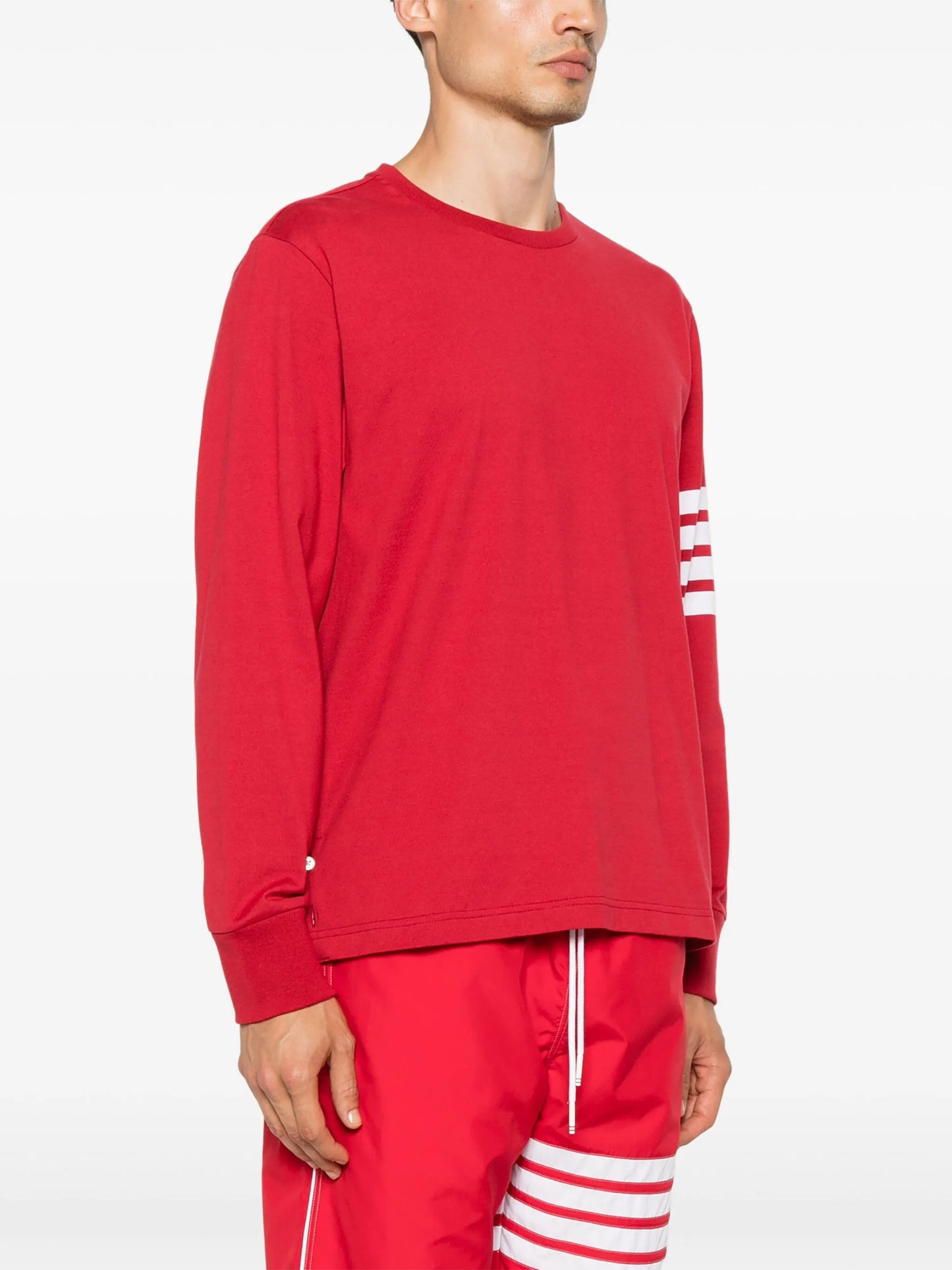 4-Bar stripe cotton T-shirt