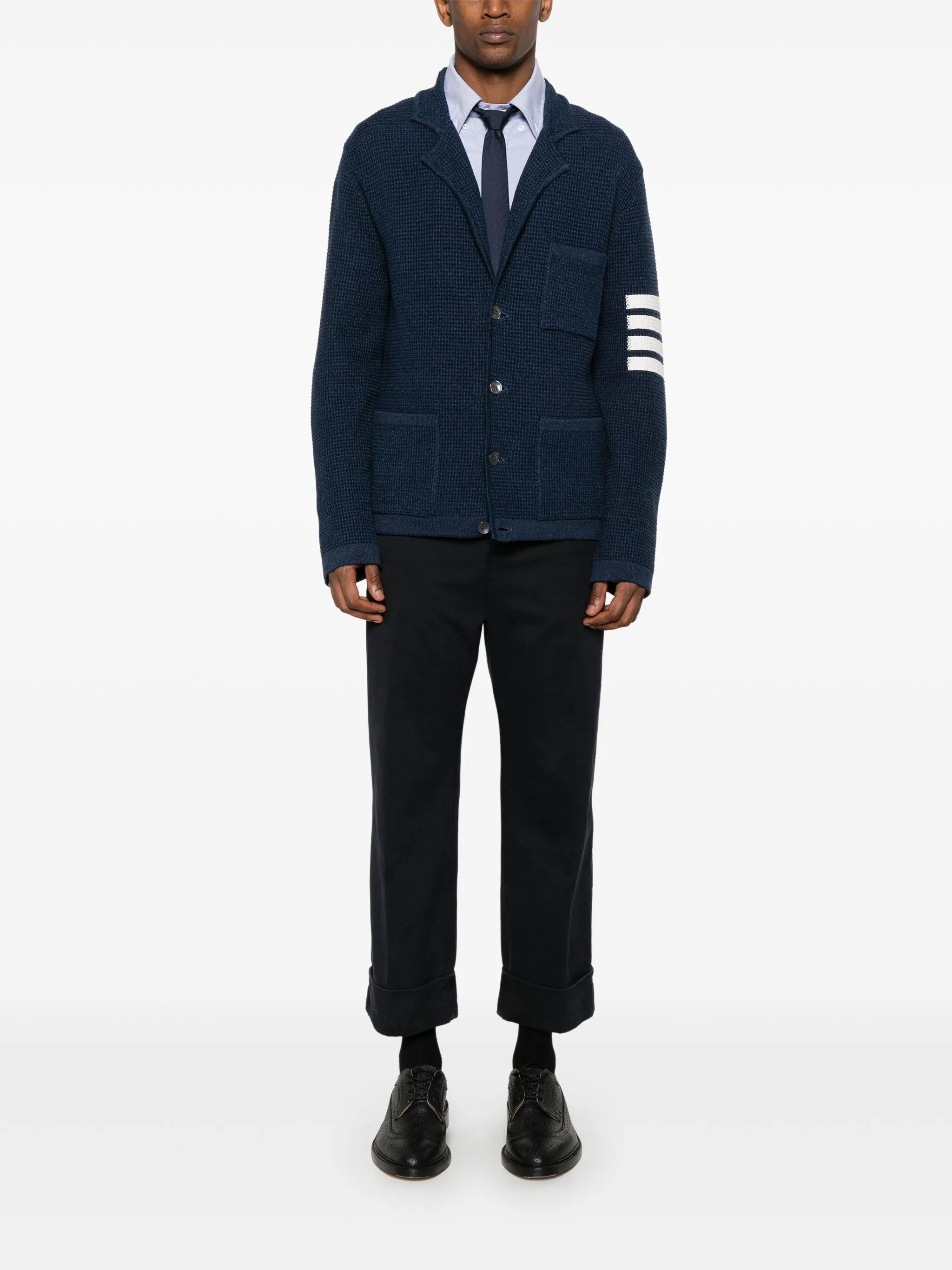notched-lapels drop-shoulder cardigan