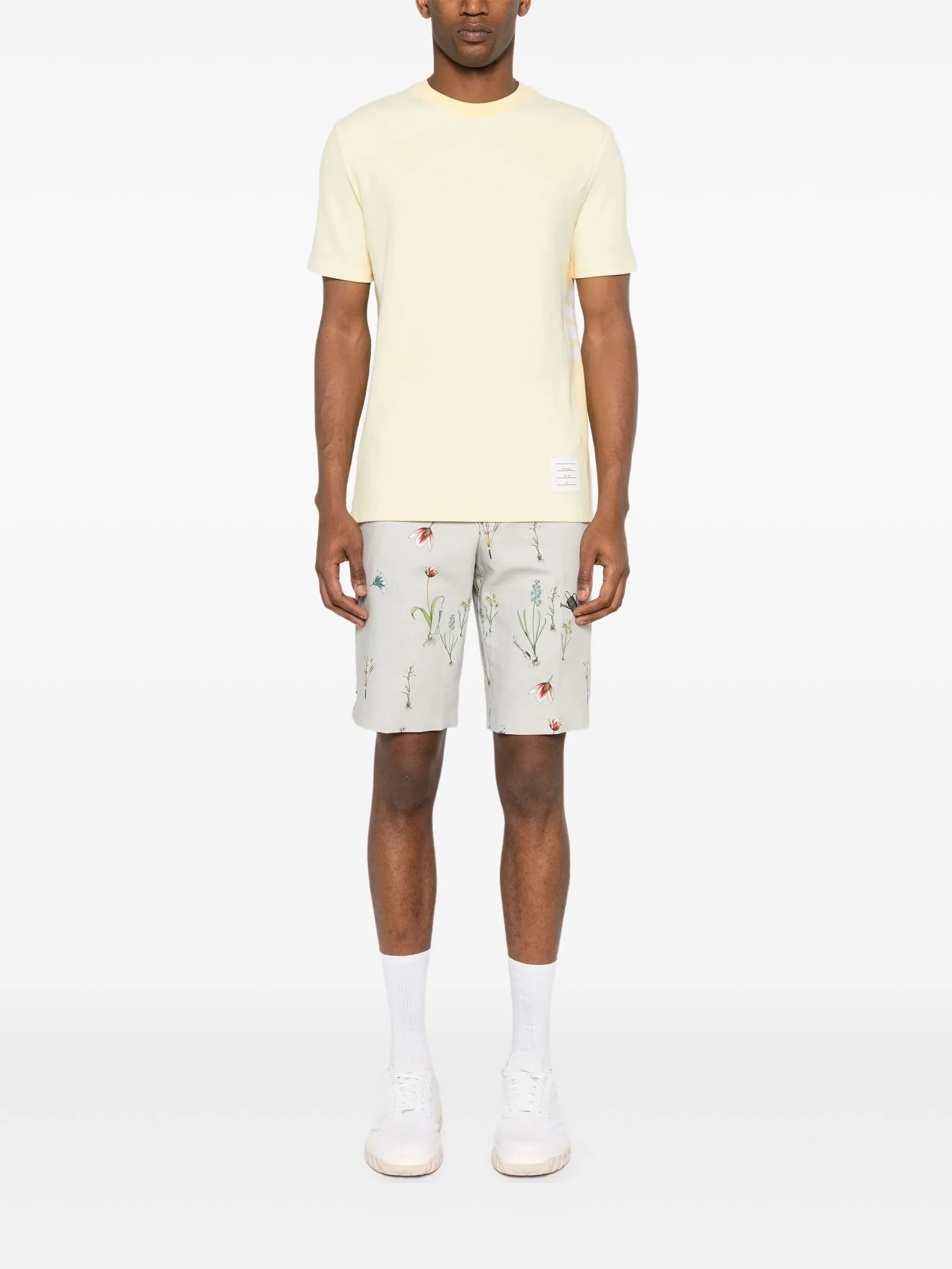 4-Bar stripe cotton T-shirt