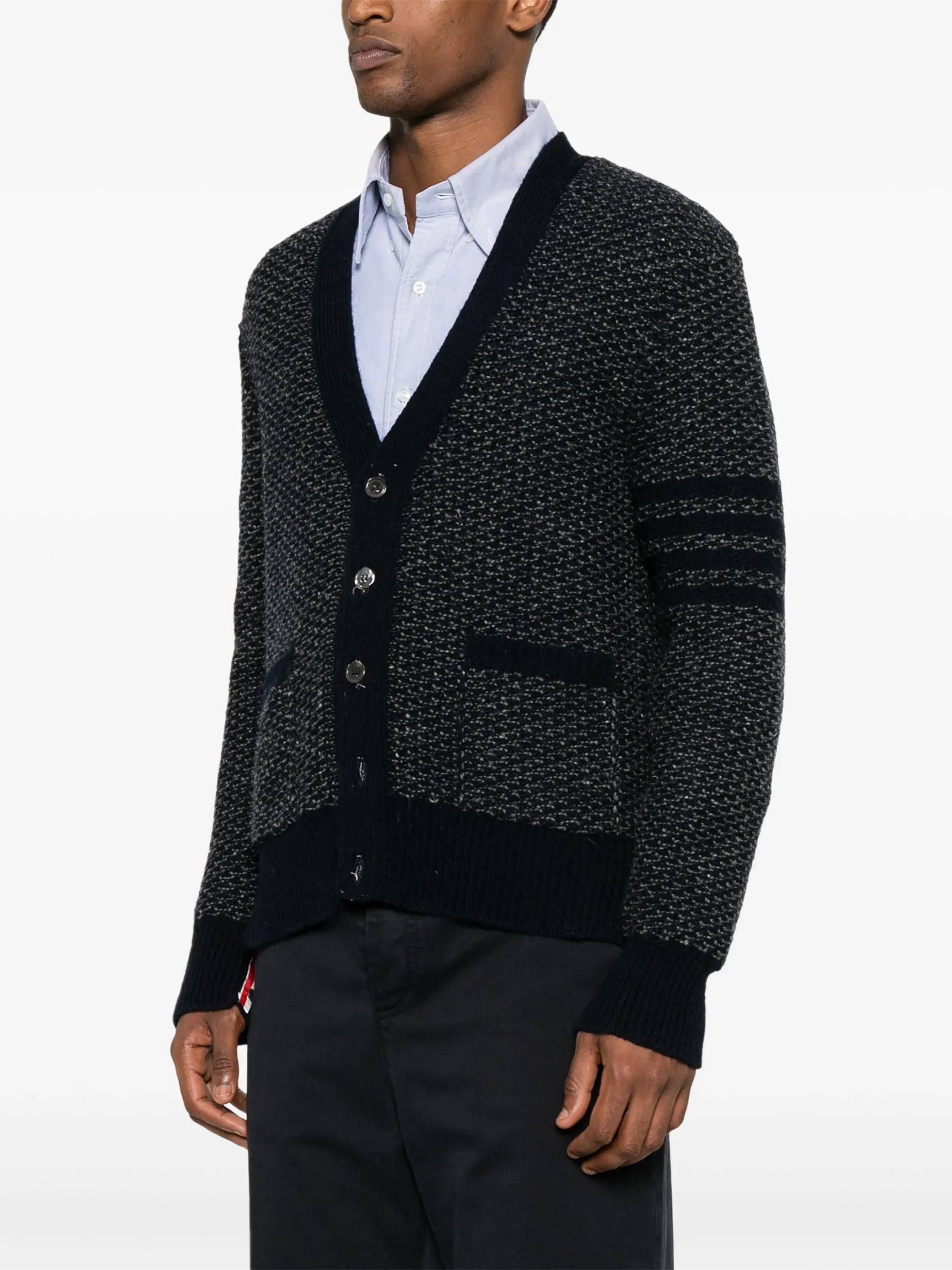 4-Bar textured-knit cardigan