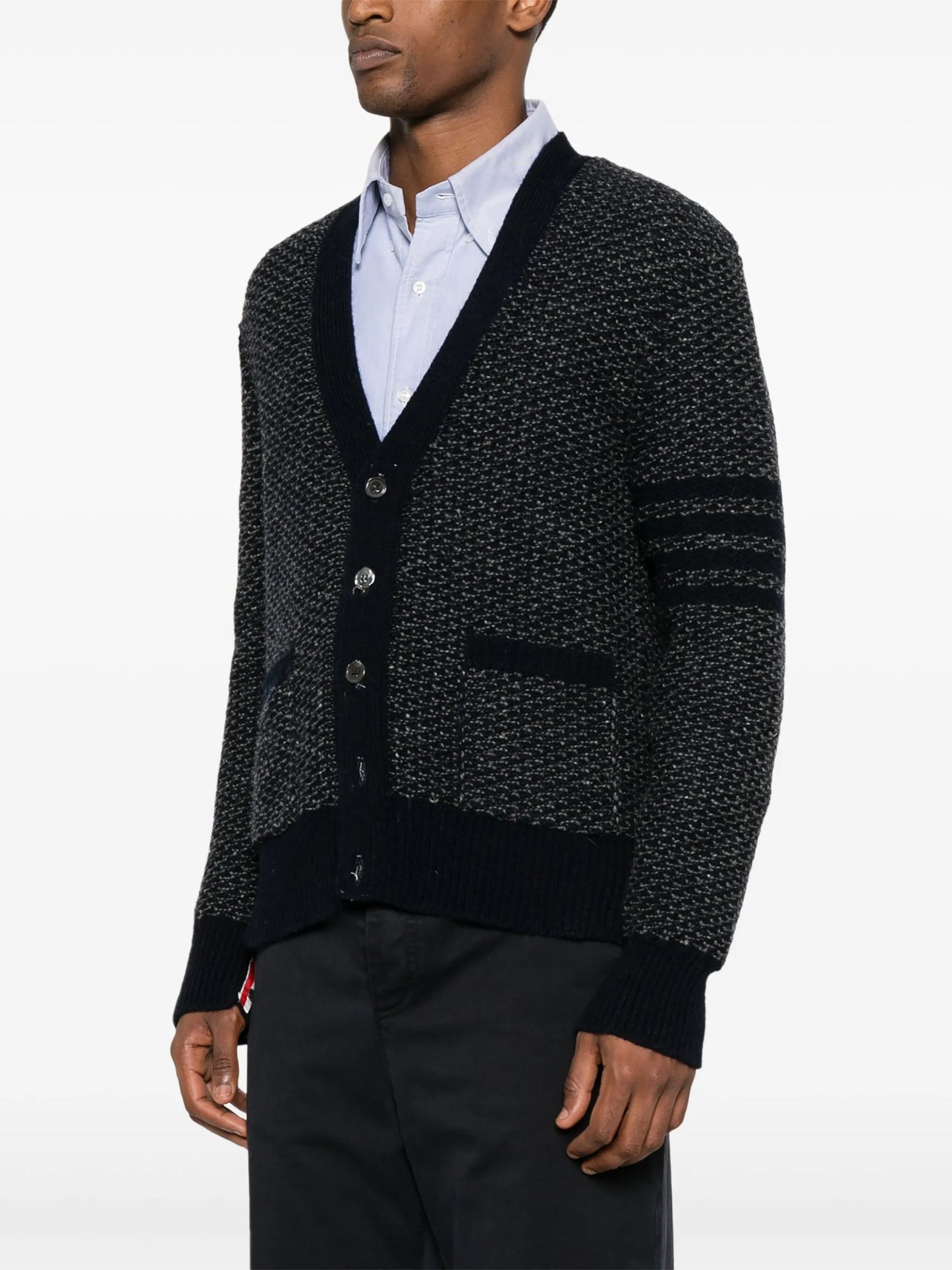 4-Bar textured-knit cardigan
