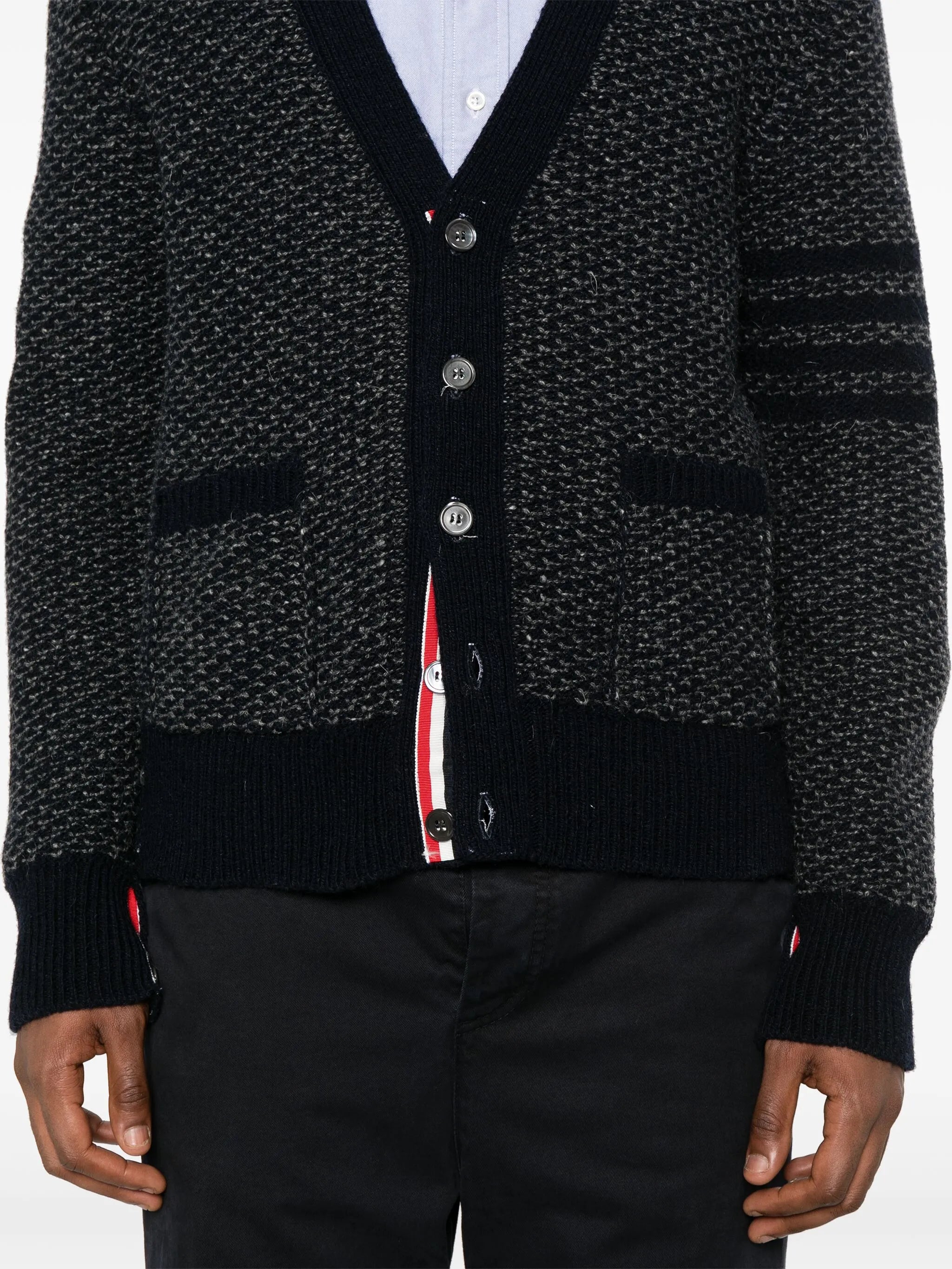 4-Bar textured-knit cardigan
