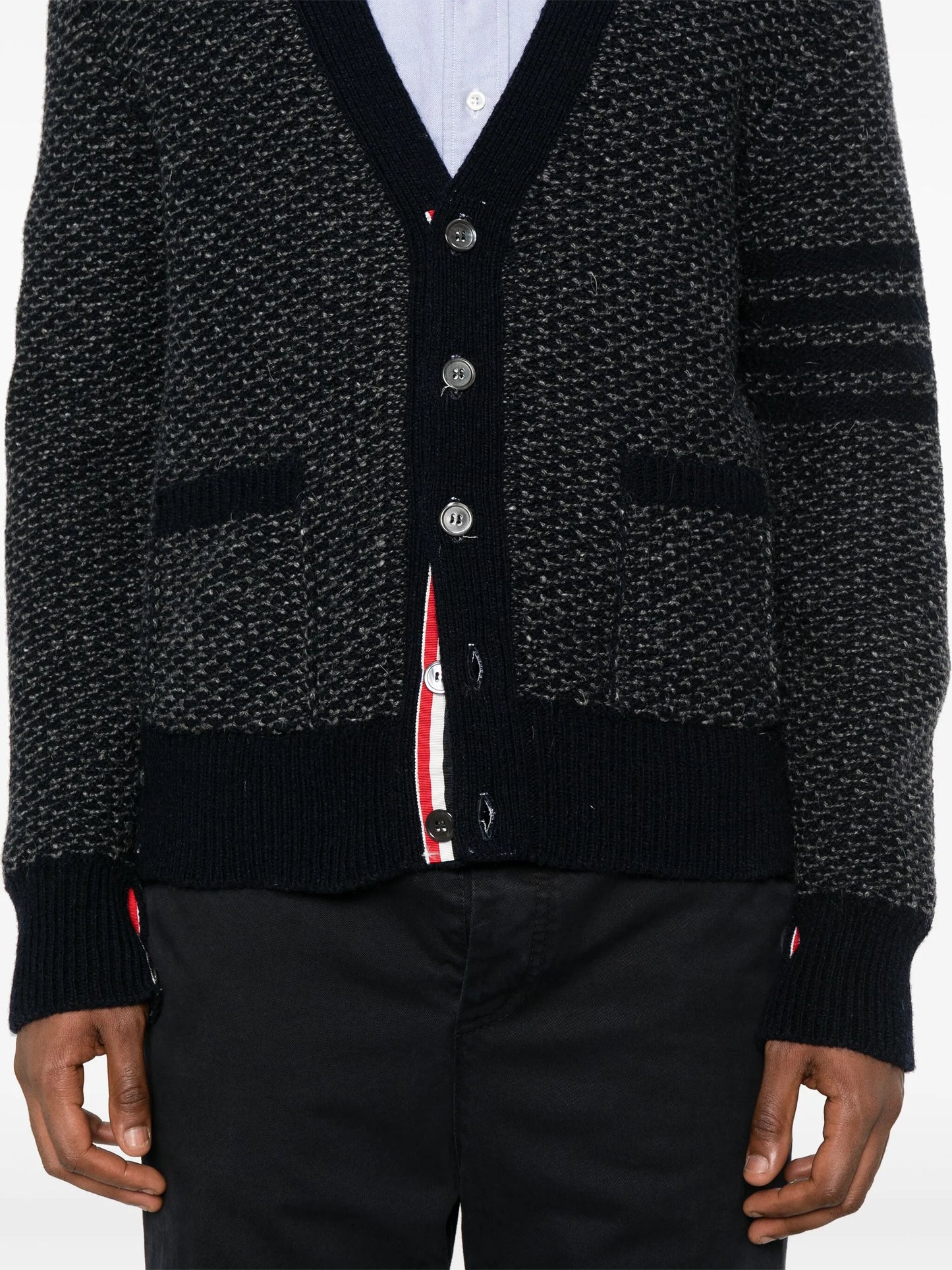 4-Bar textured-knit cardigan