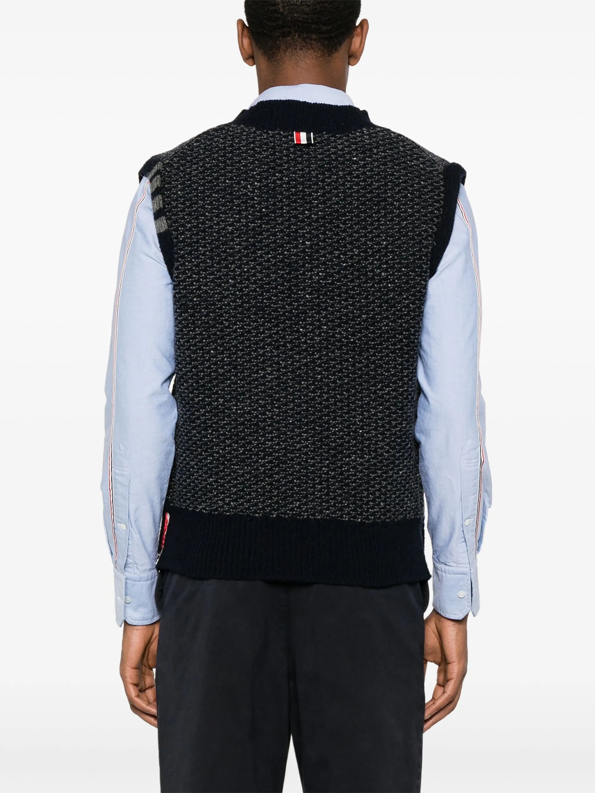 4-Bar textured-knit vest