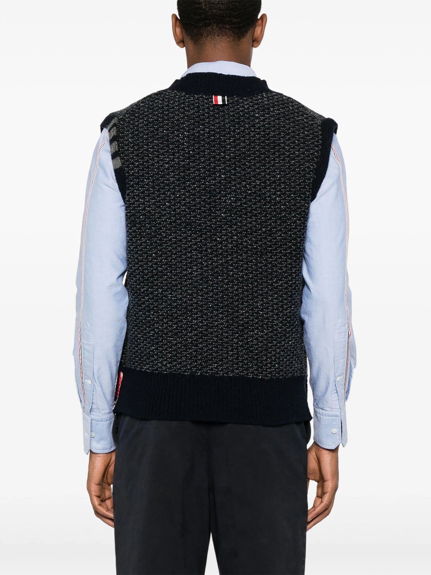 4-Bar textured-knit vest
