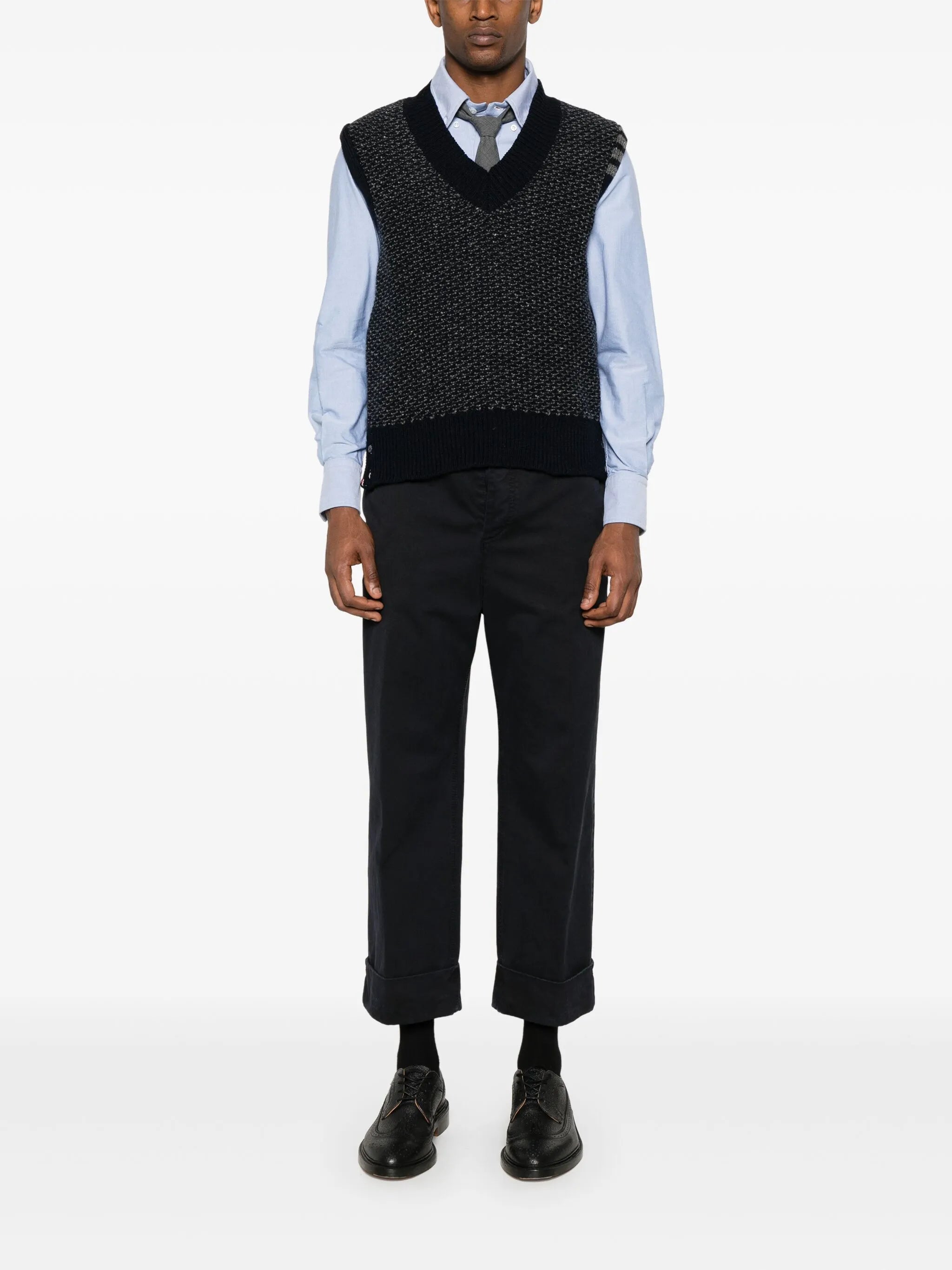4-Bar textured-knit vest