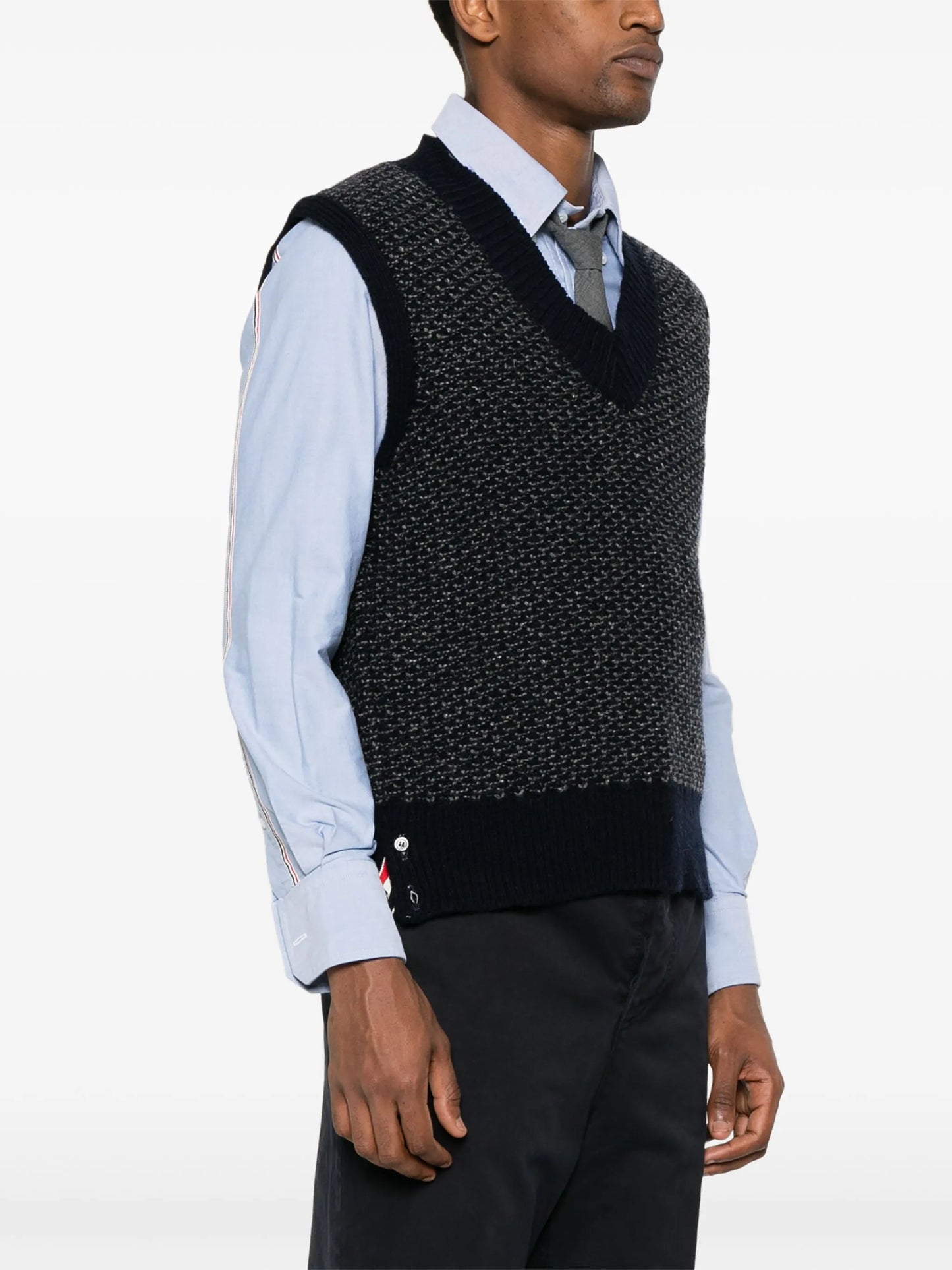 4-Bar textured-knit vest