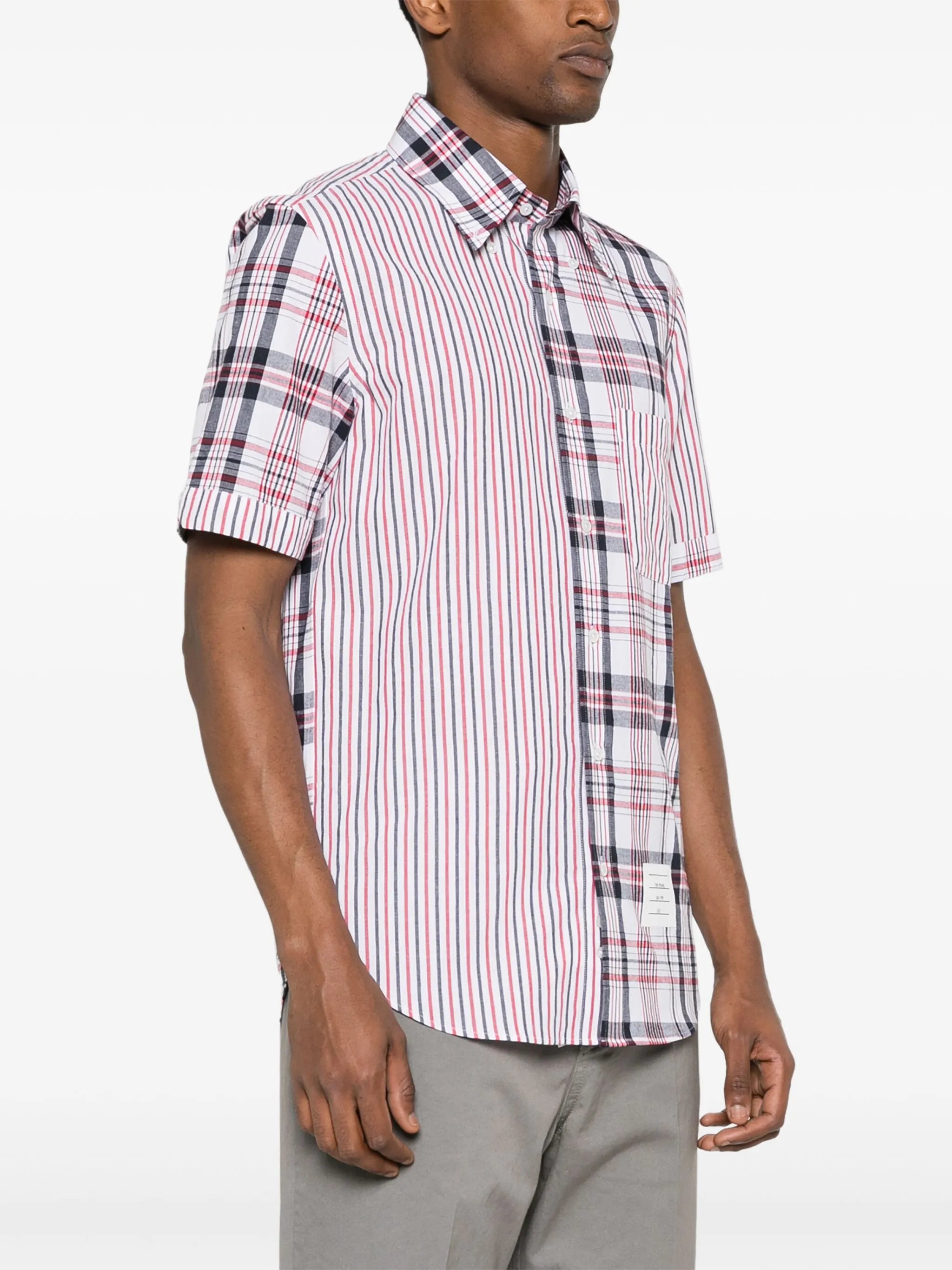 mix-pattern cotton shirt