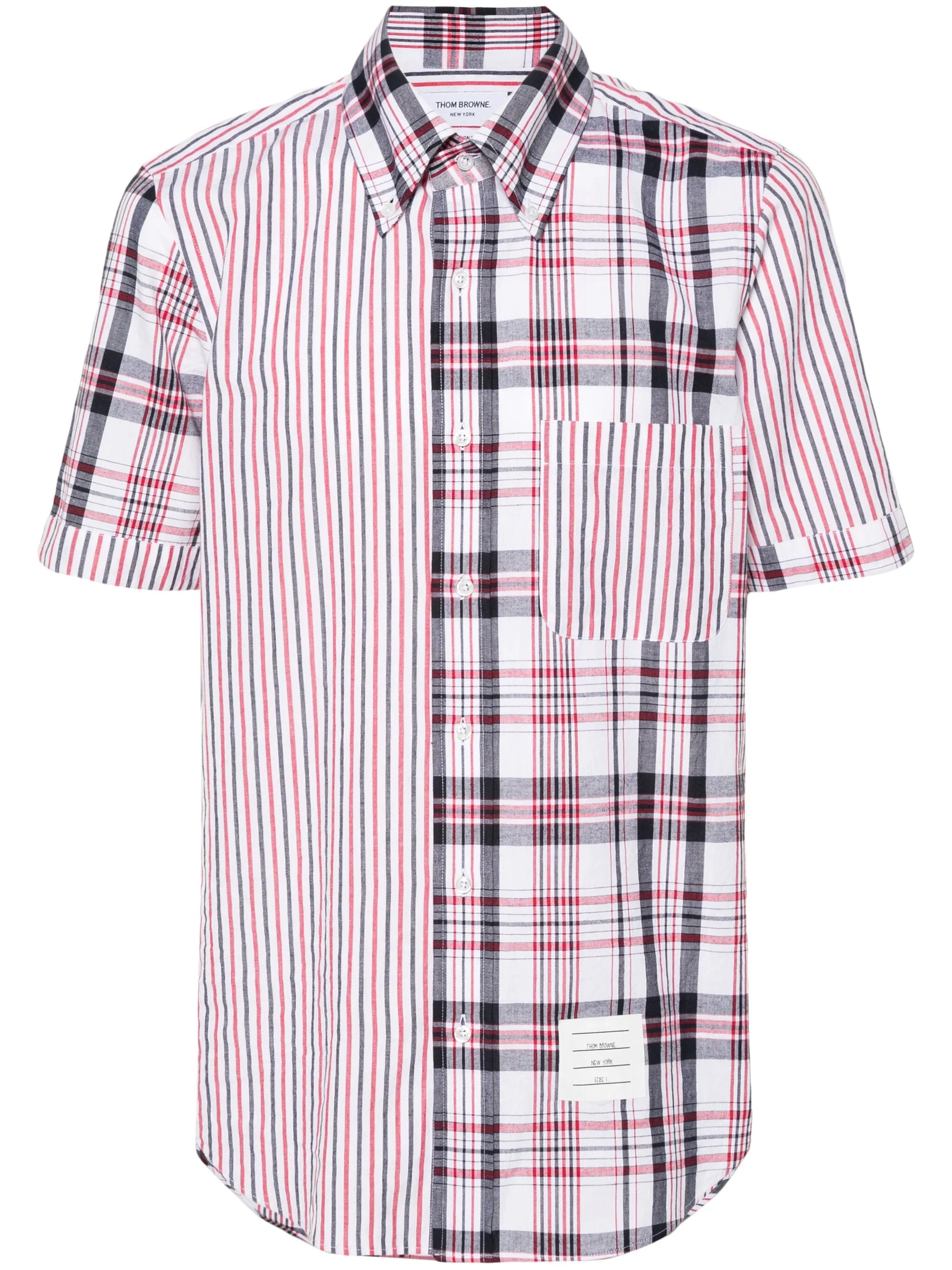 mix-pattern cotton shirt