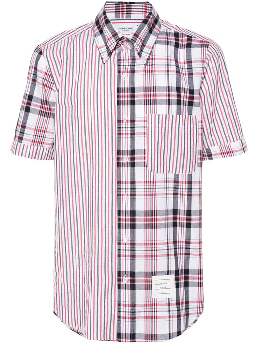 mix-pattern cotton shirt