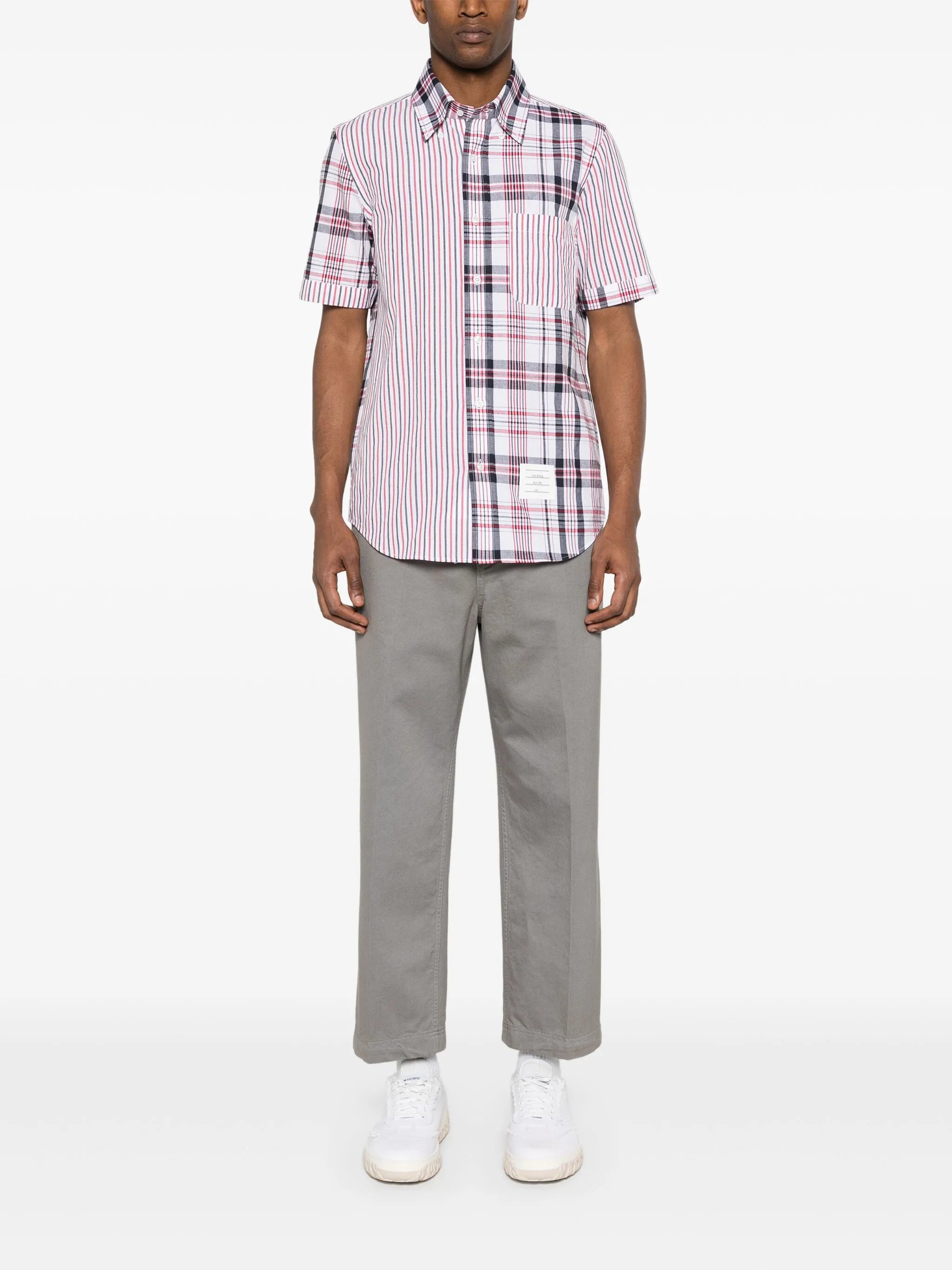 mix-pattern cotton shirt