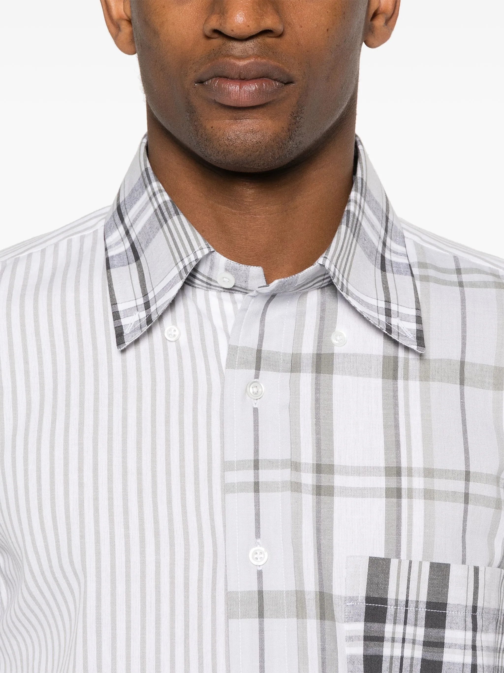 mix-pattern cotton shirt
