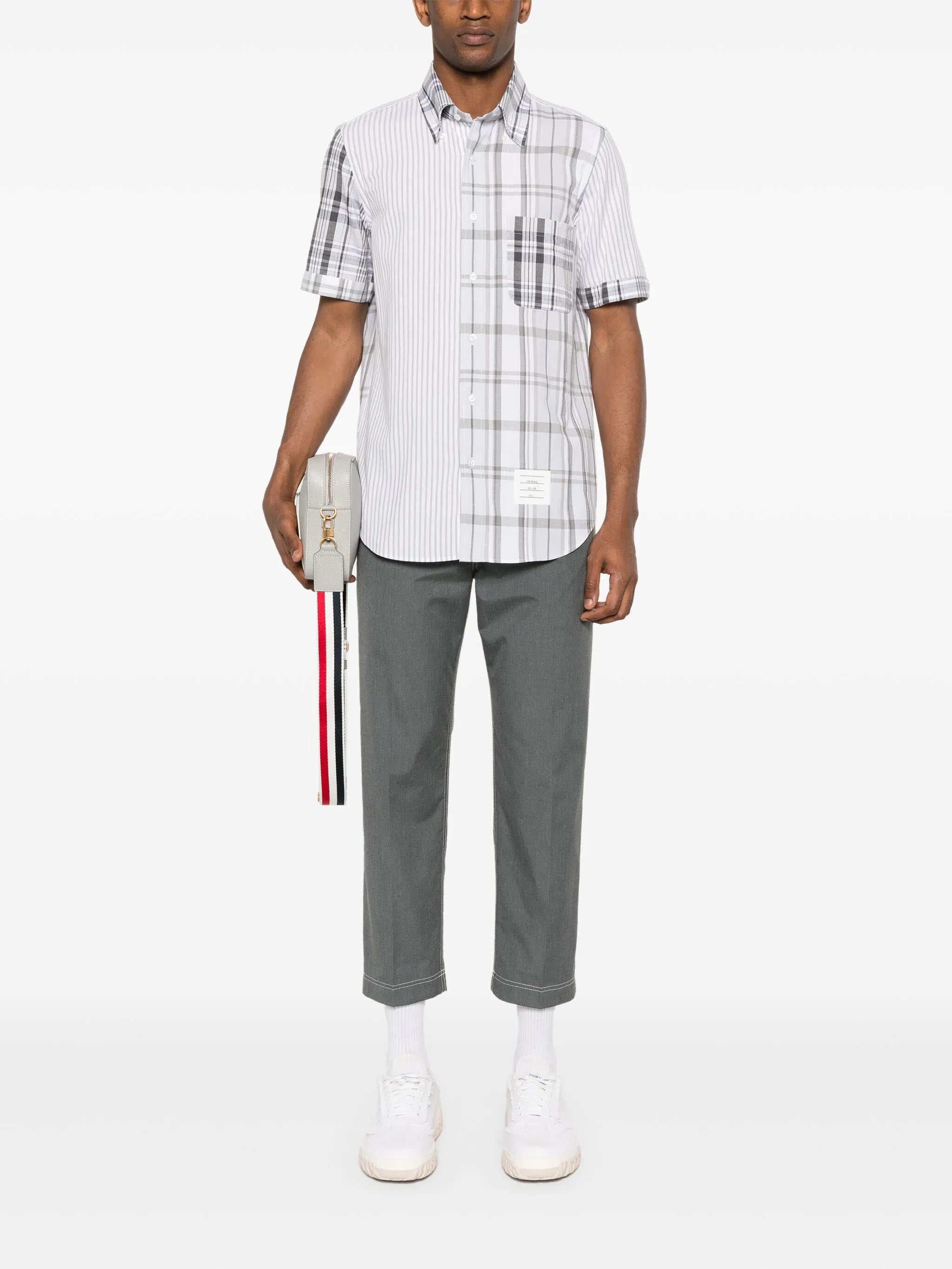 mix-pattern cotton shirt