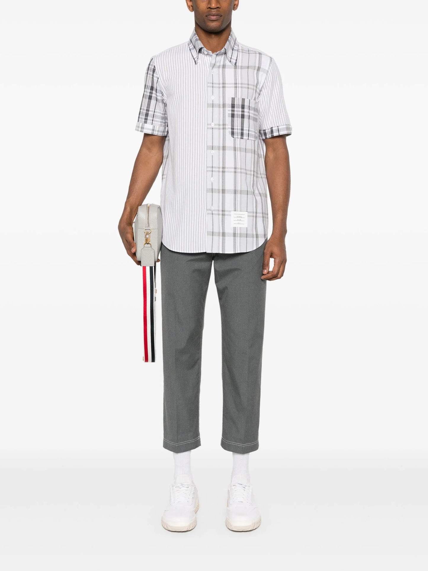 mix-pattern cotton shirt