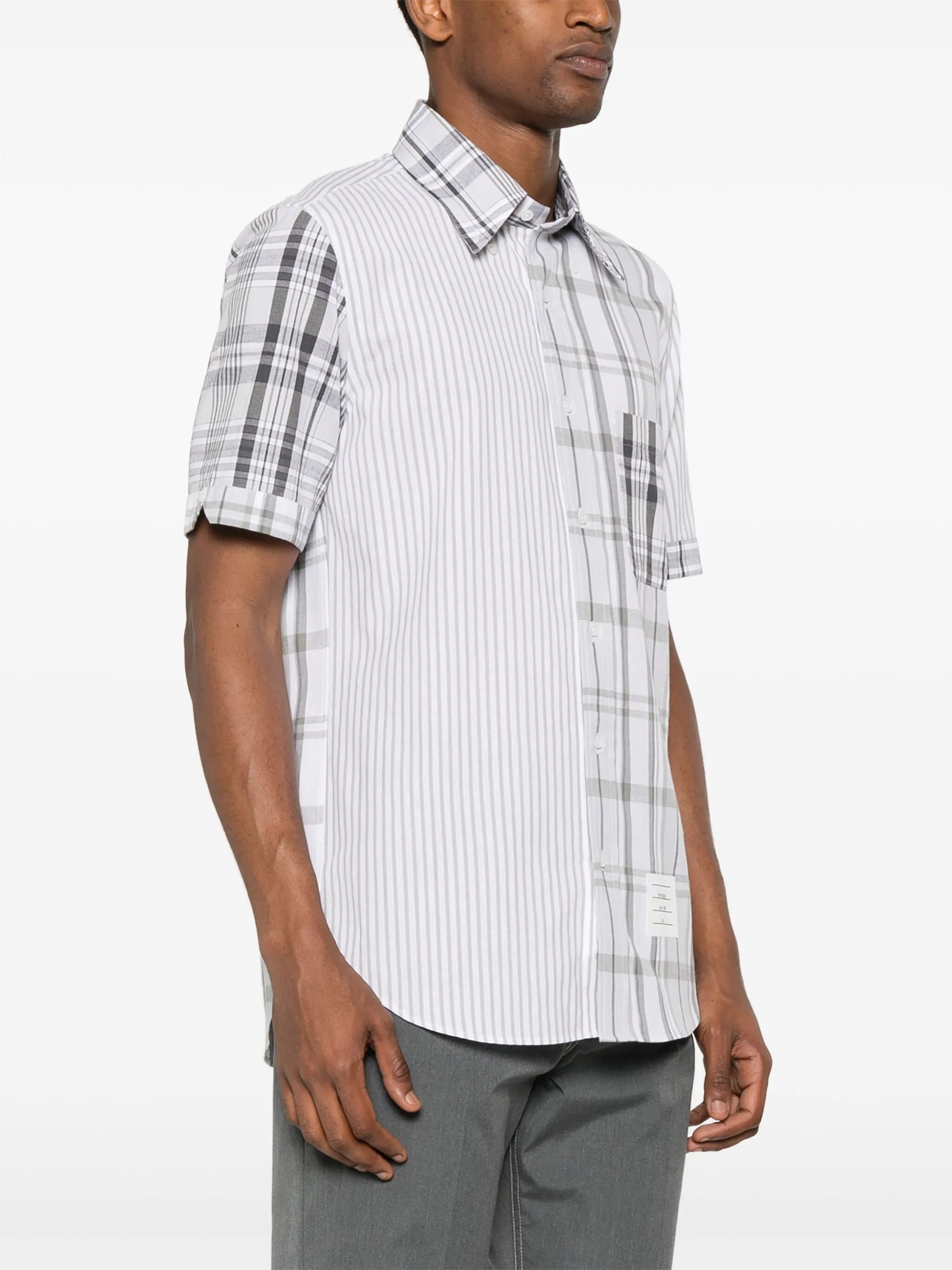 mix-pattern cotton shirt