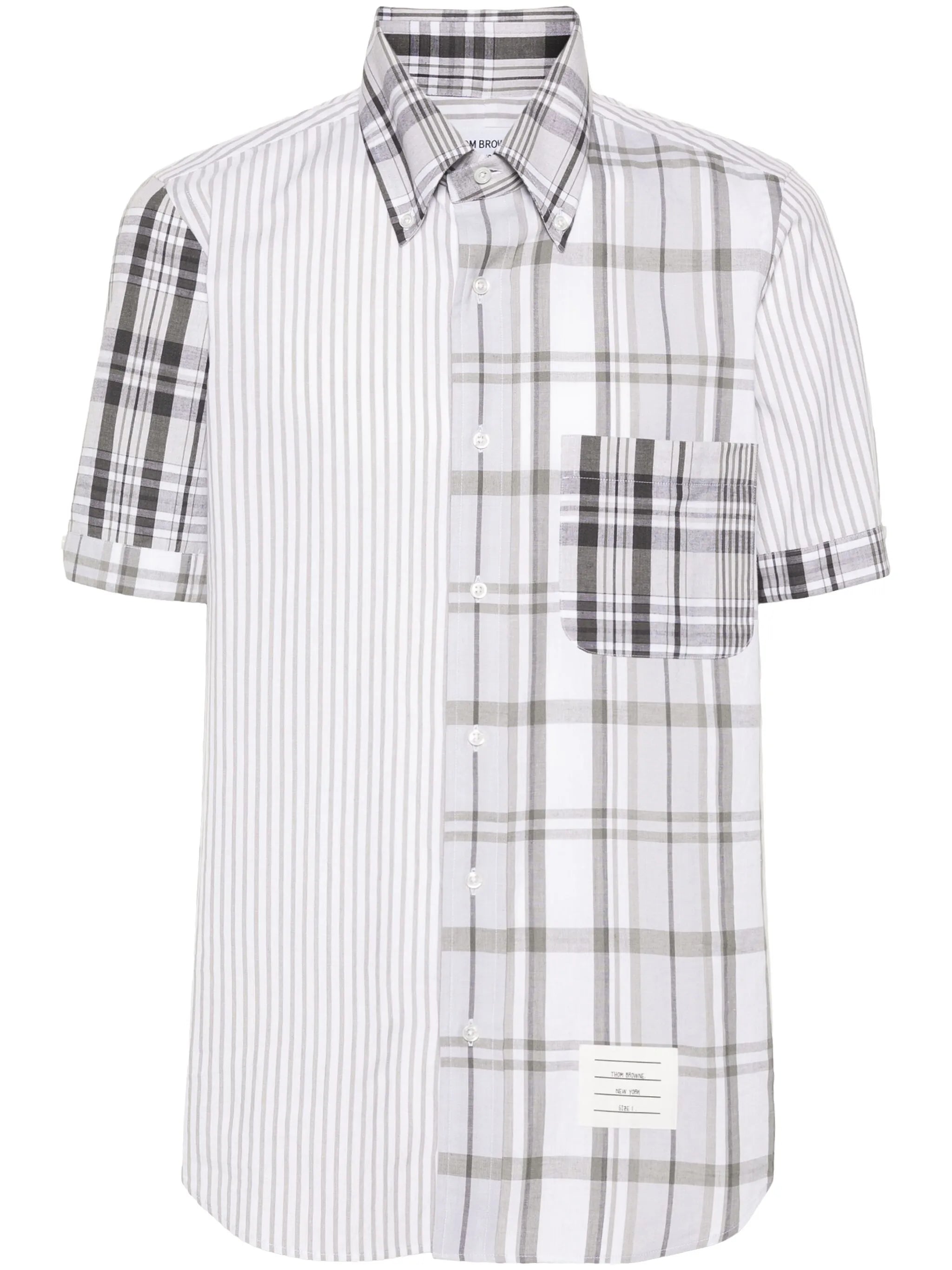 mix-pattern cotton shirt