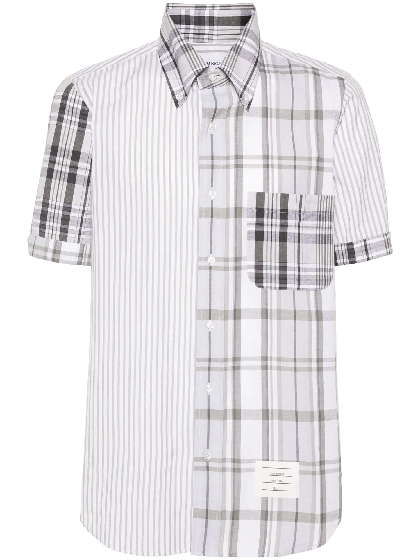 mix-pattern cotton shirt