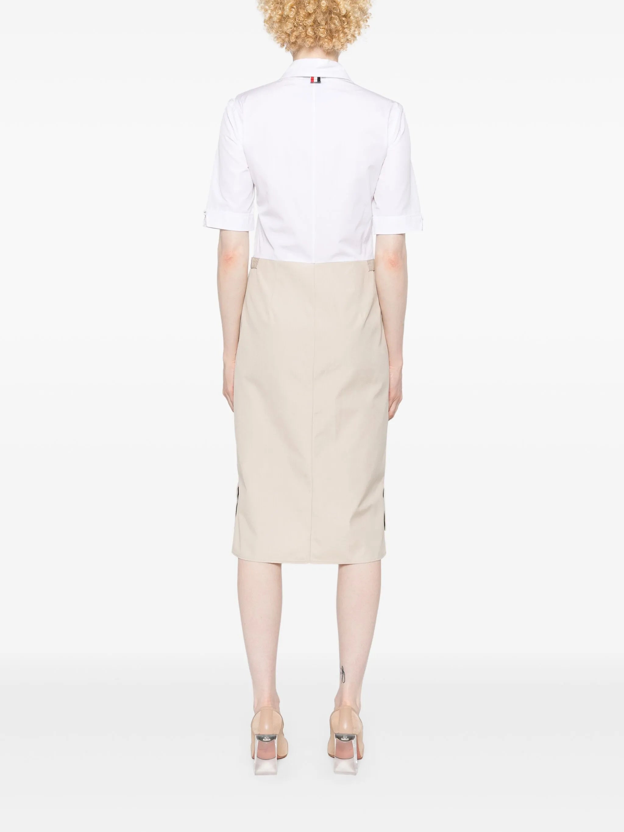 colour-block button-up shirtdress