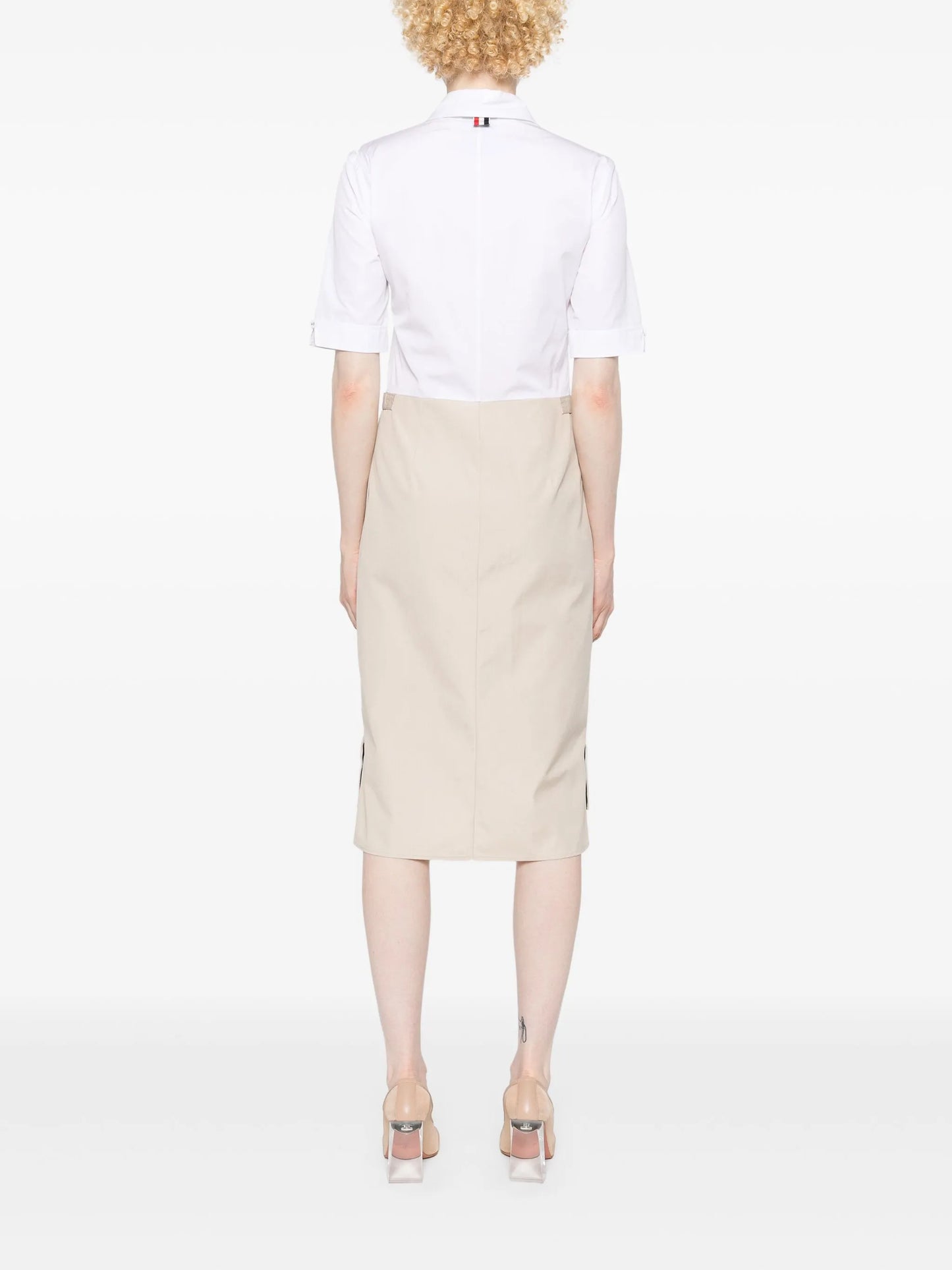 colour-block button-up shirtdress