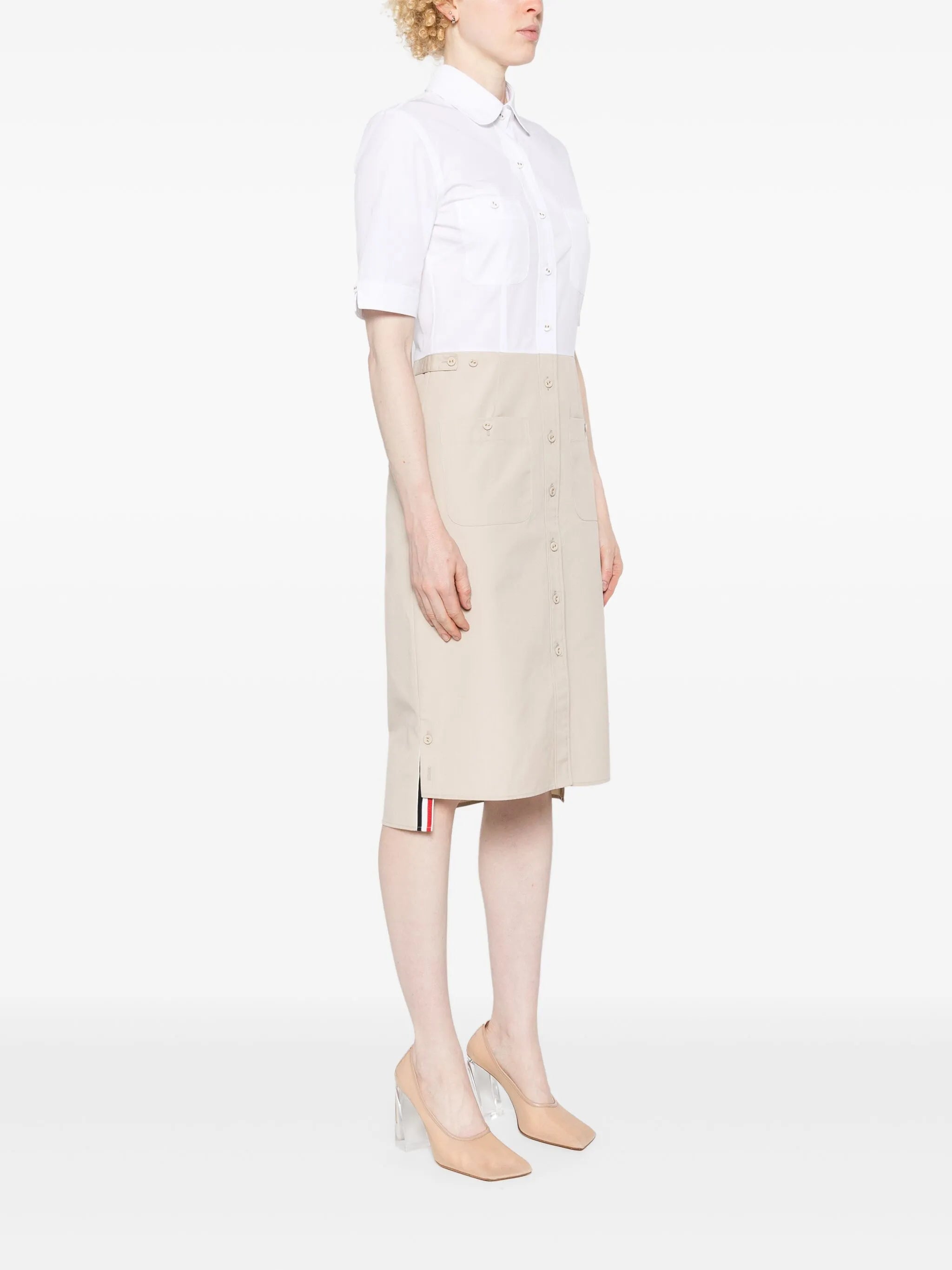 colour-block button-up shirtdress