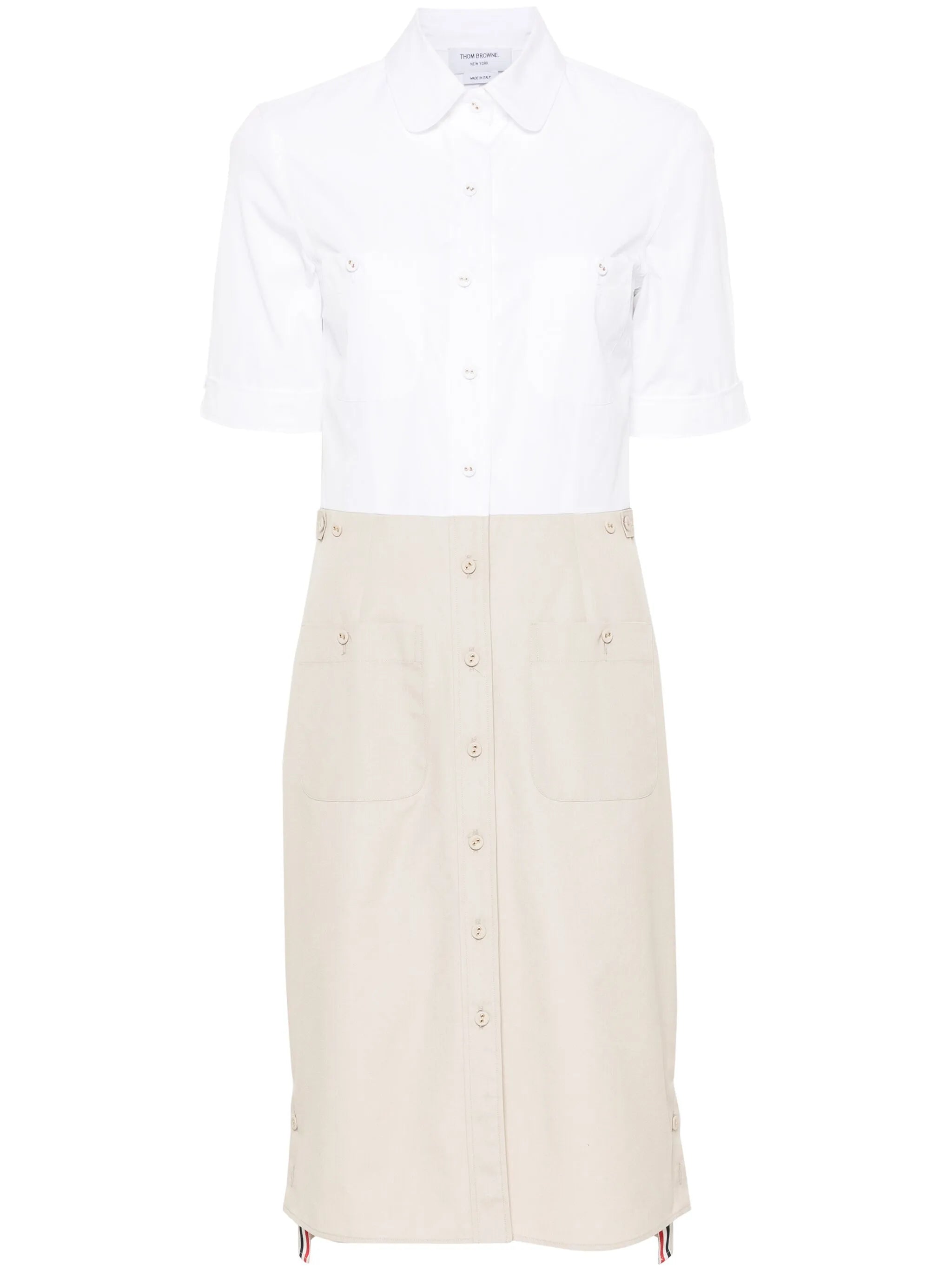 colour-block button-up shirtdress