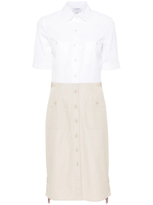 colour-block button-up shirtdress