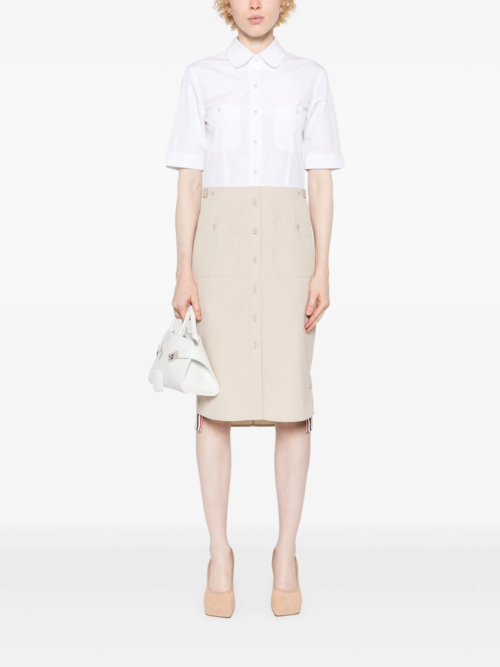 colour-block button-up shirtdress