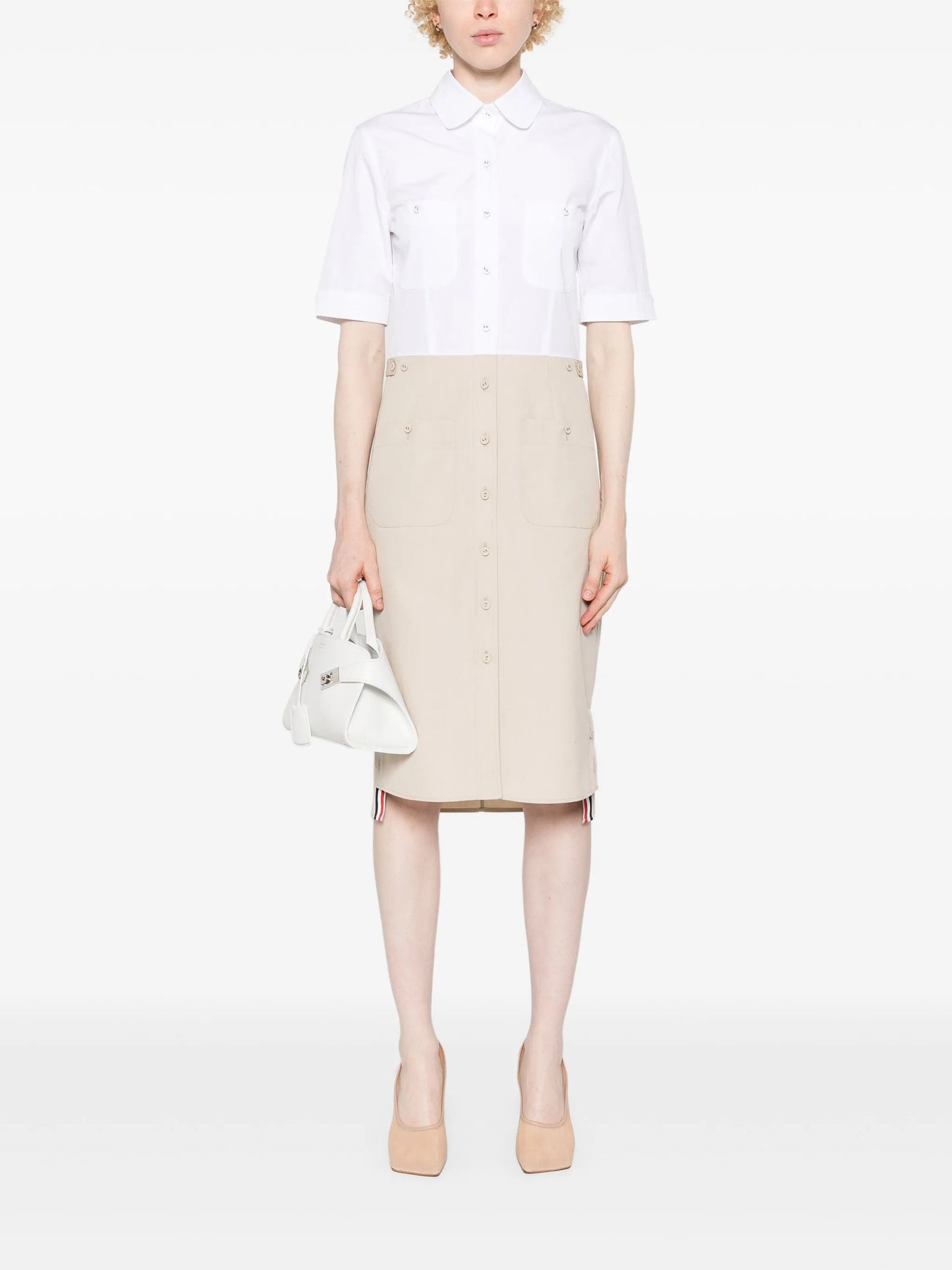 colour-block button-up shirtdress