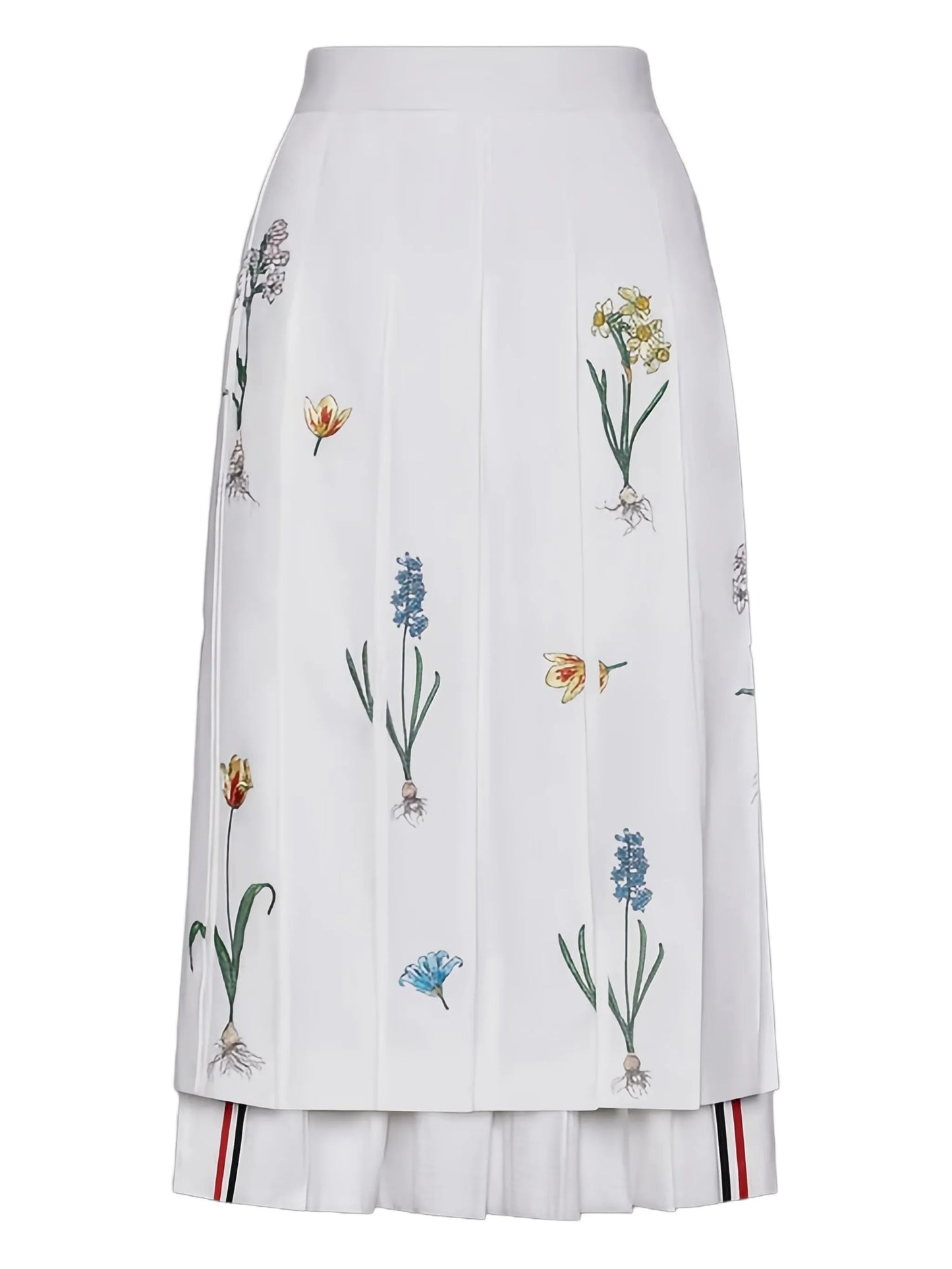 floral-embroidery midi skirt