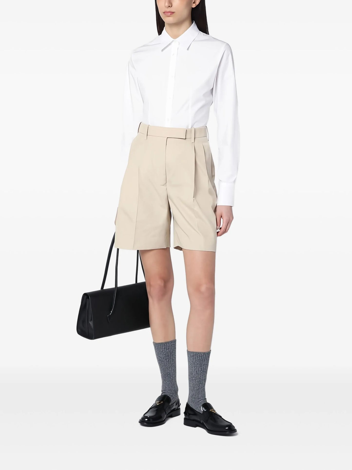 high-waist pleated shorts