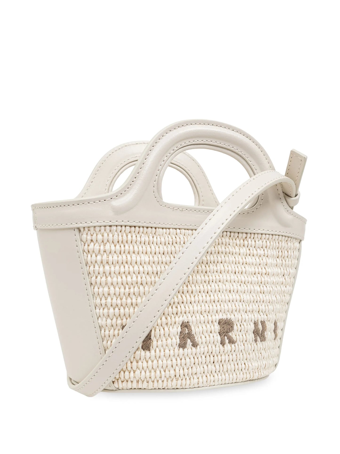 Tropicalia micro bag in leather and raffia-effect fabric