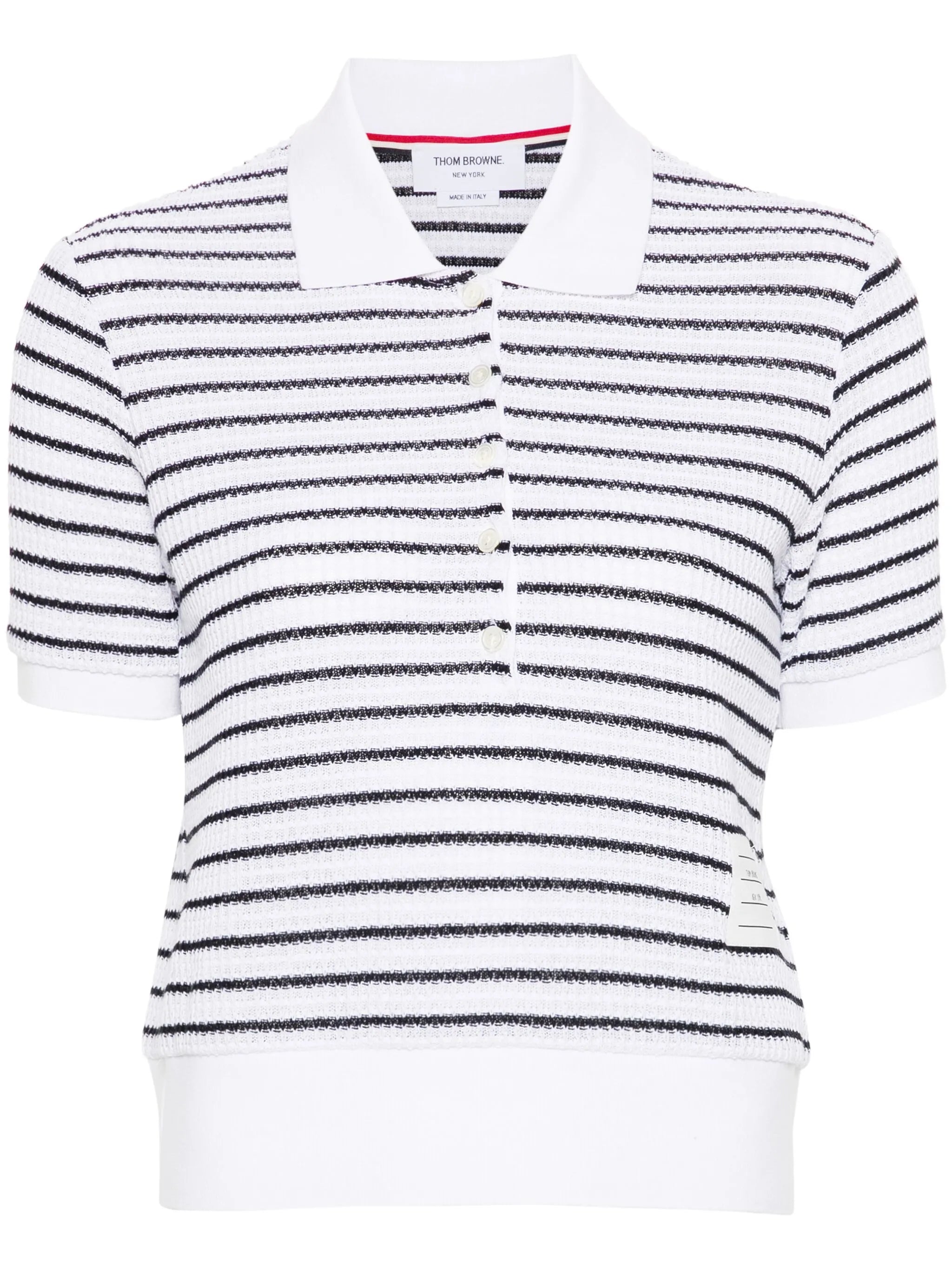 striped textured-knit polo shirt
