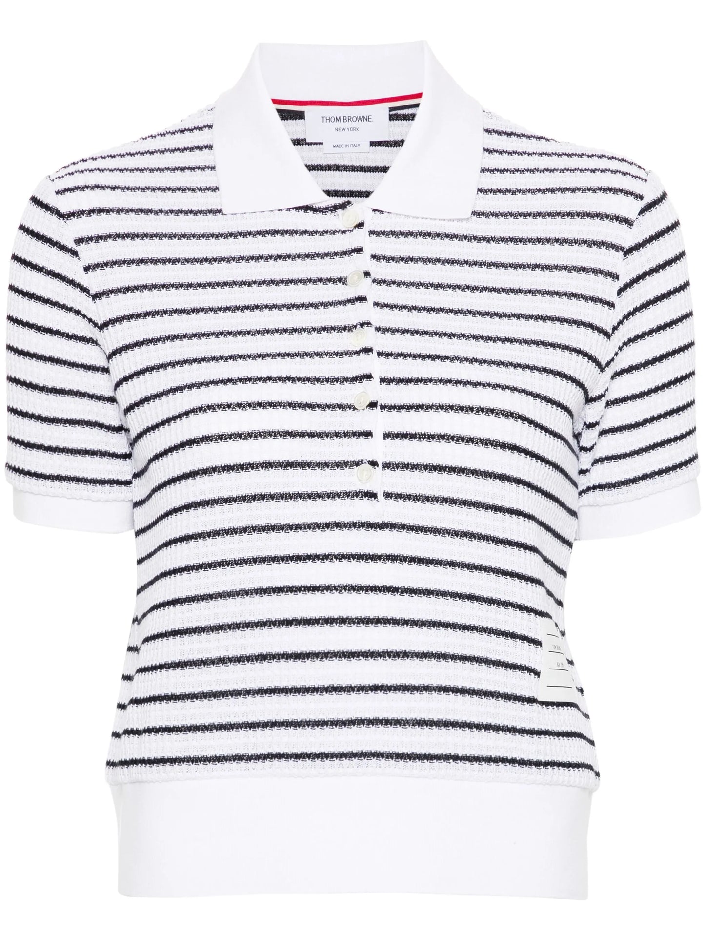 striped textured-knit polo shirt
