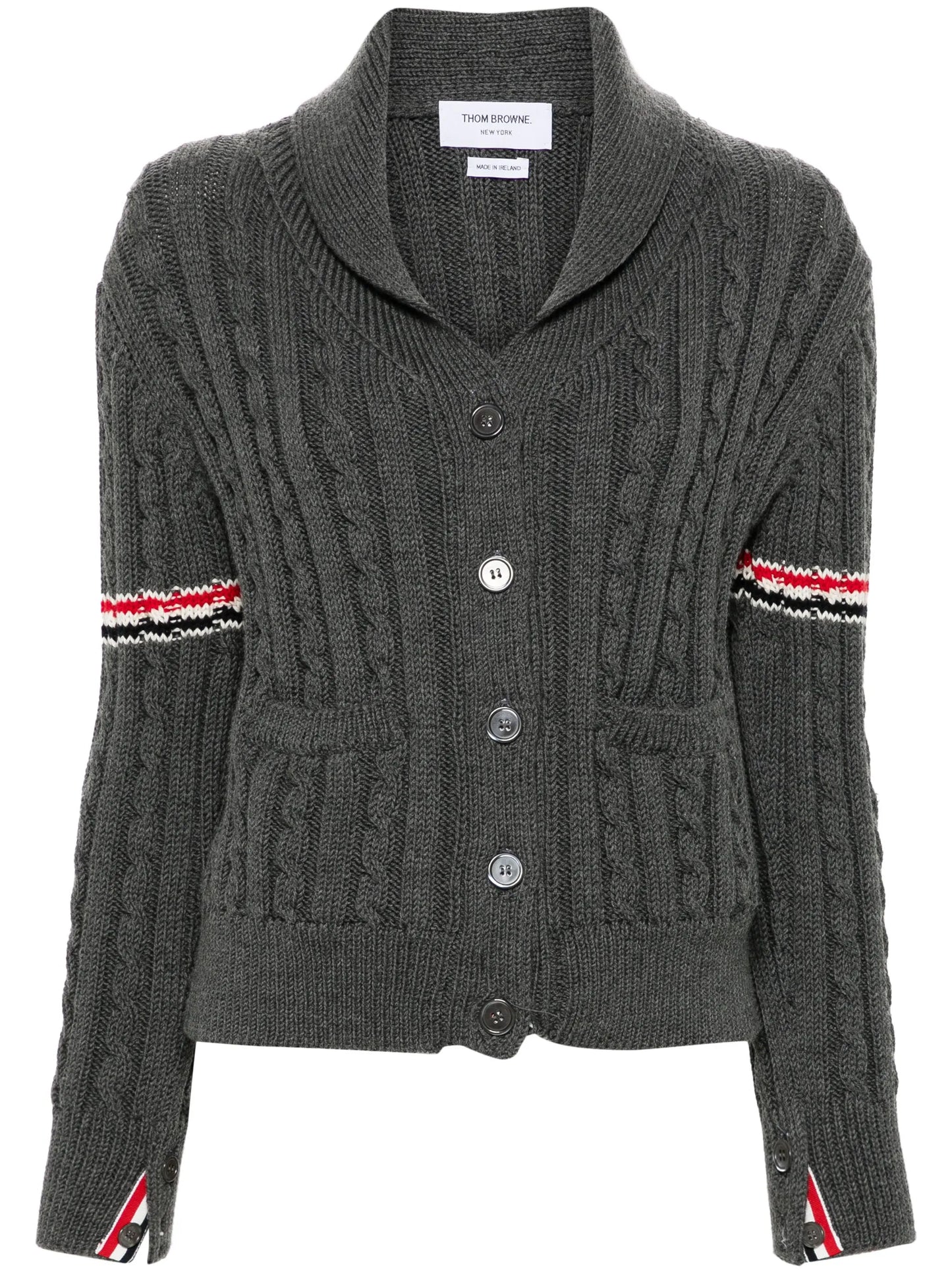 RWB-stripe cable-knit cardigan