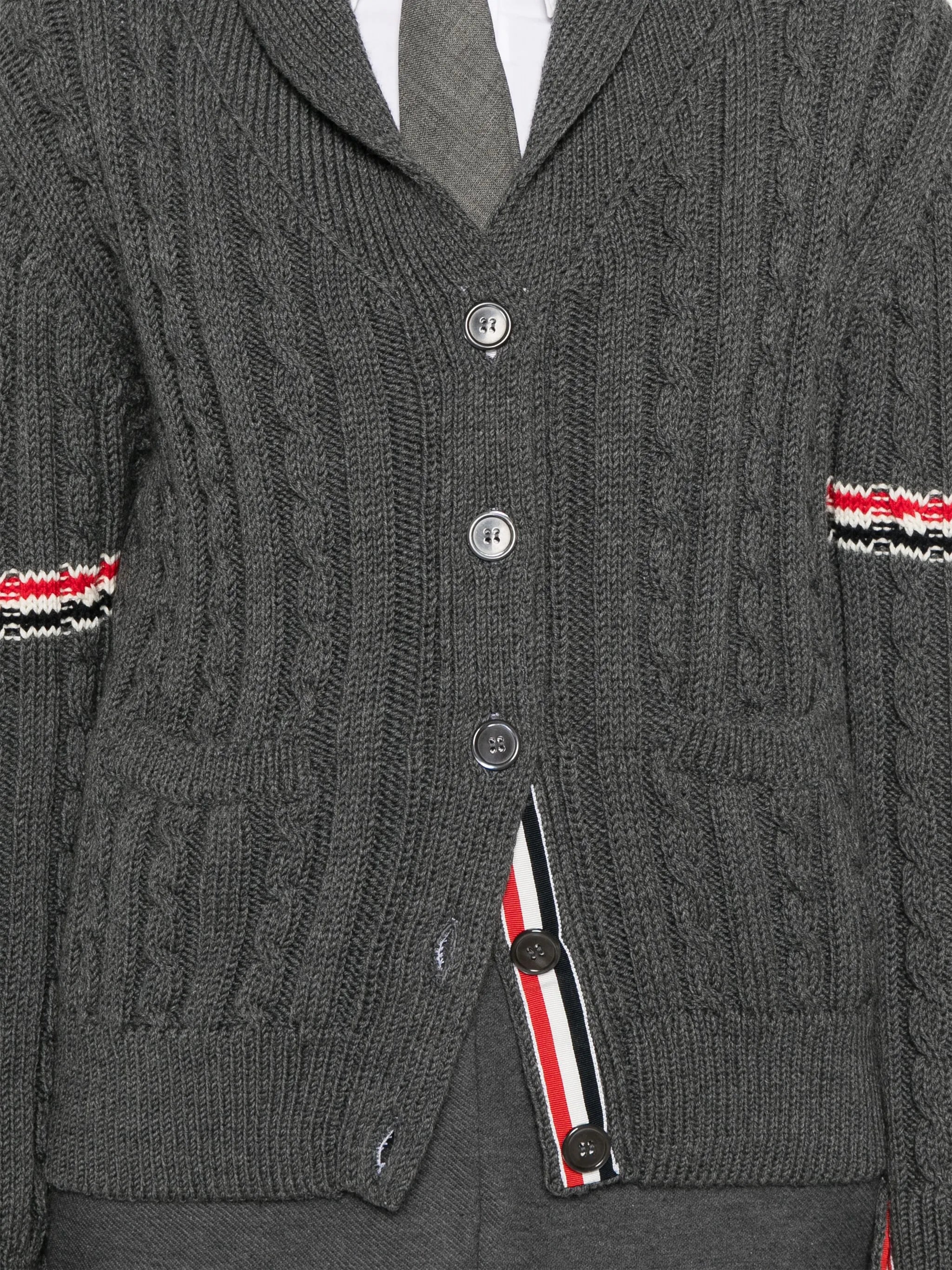 RWB-stripe cable-knit cardigan