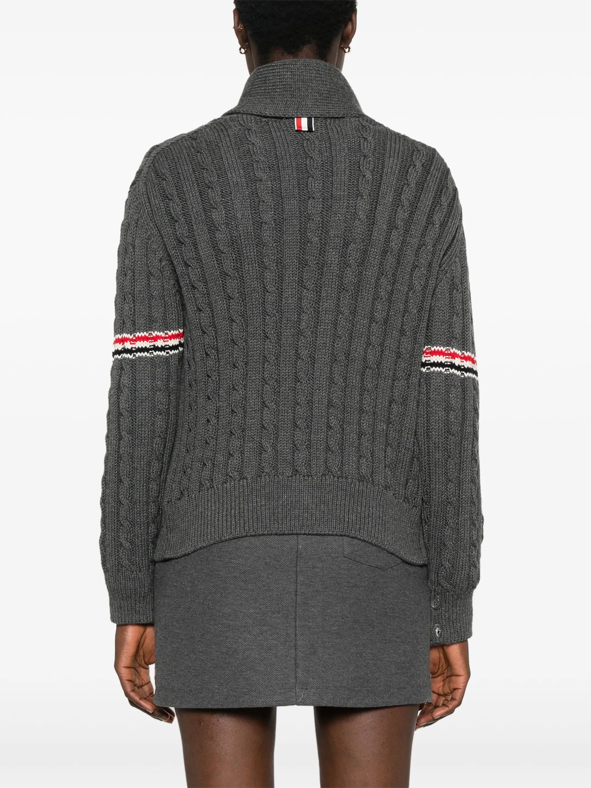 RWB-stripe cable-knit cardigan