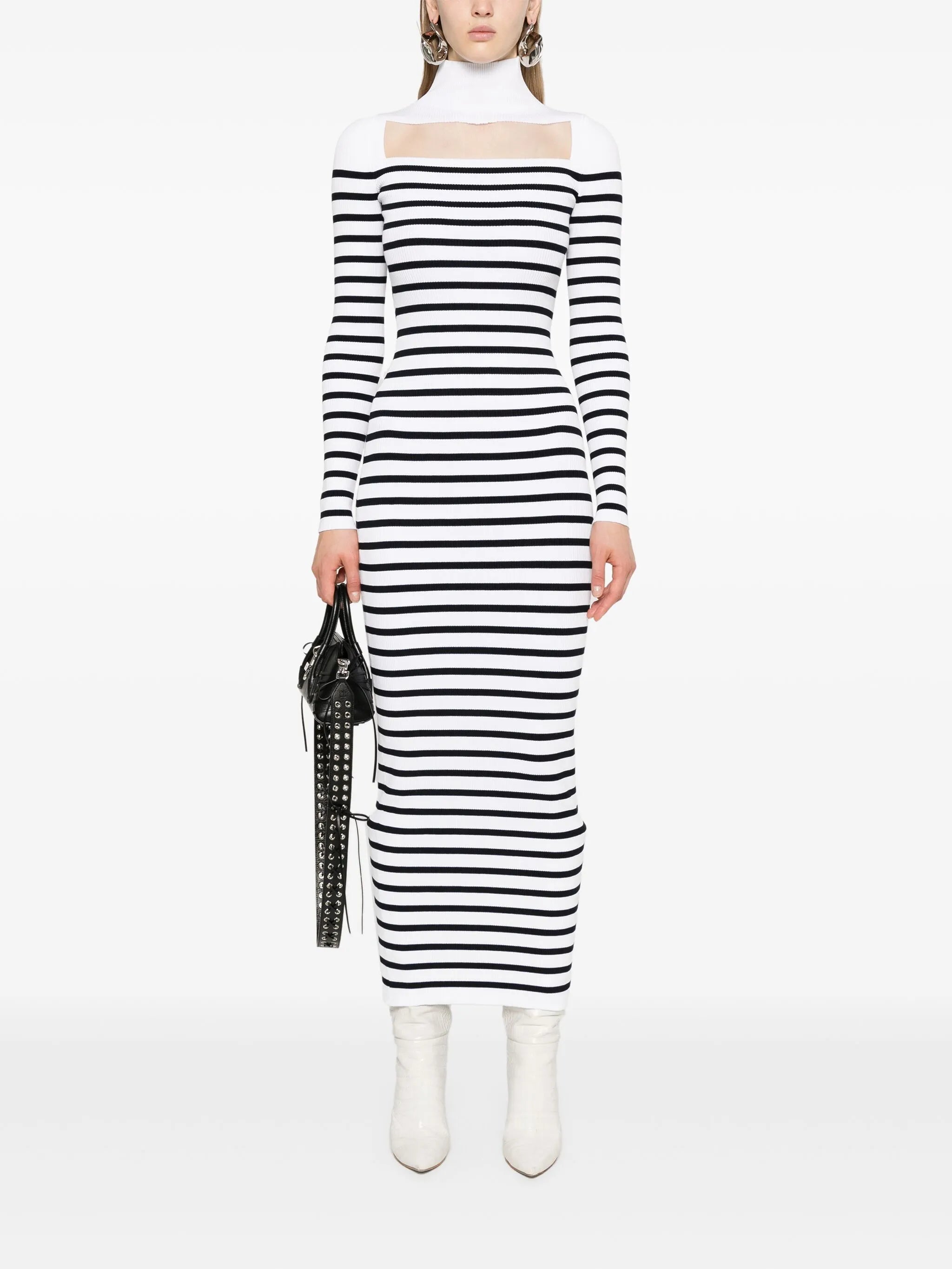 striped ribbed maxi dress