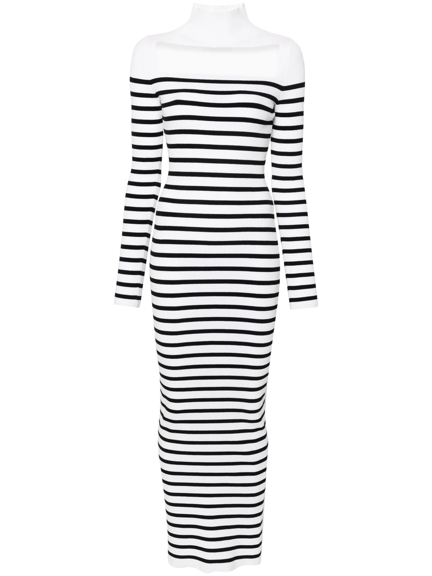 striped ribbed maxi dress