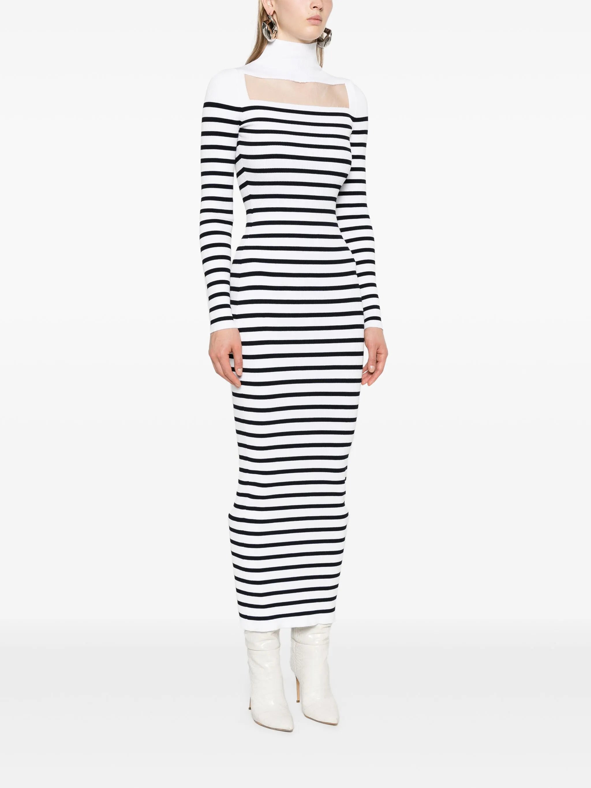 striped ribbed maxi dress